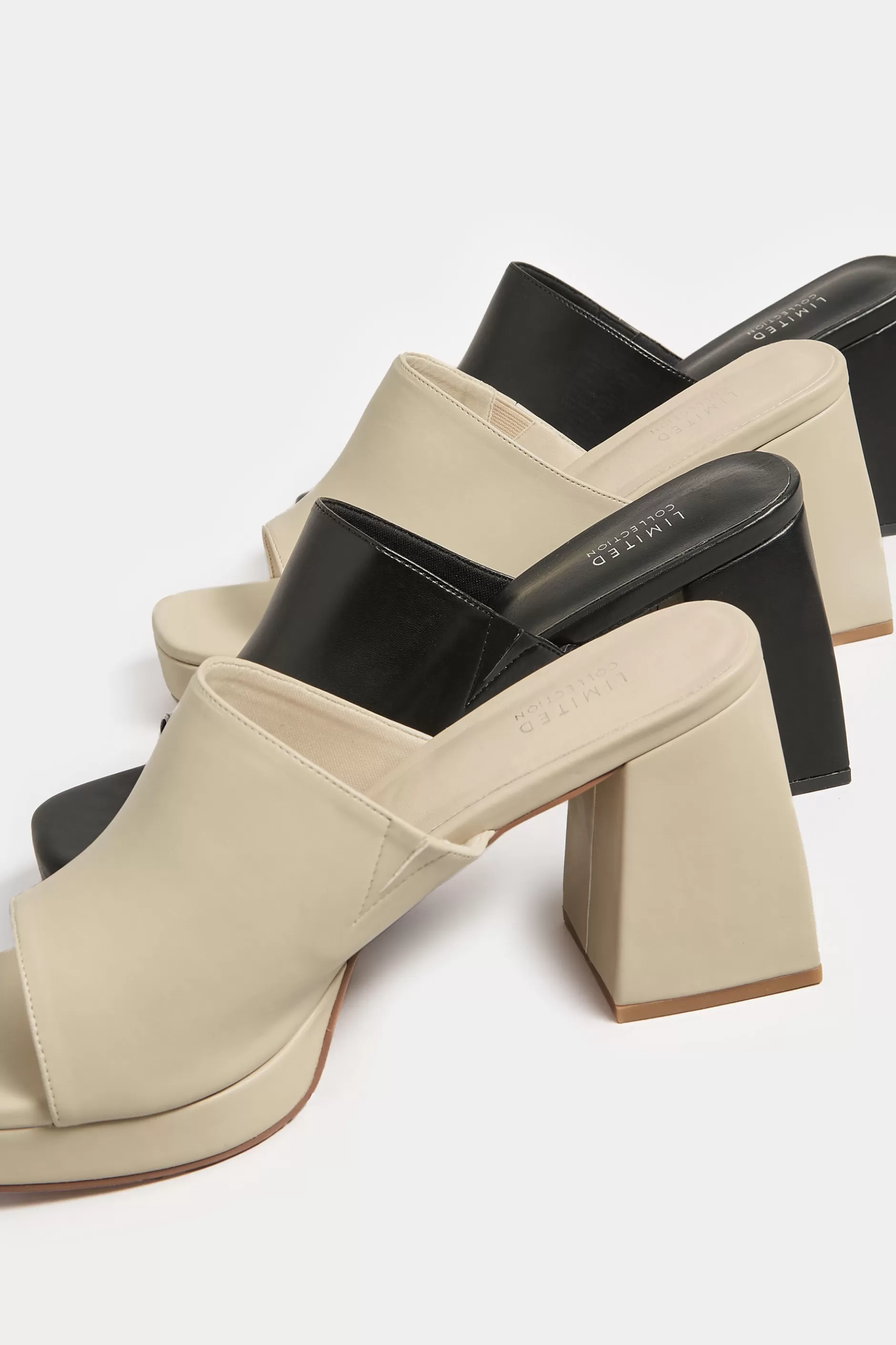 Women M&Co Heels>Limited Collection Limited Collection Cream Platform Block Mule Sandal Heels In Wide E Fit & Extra Wide Eee Fit