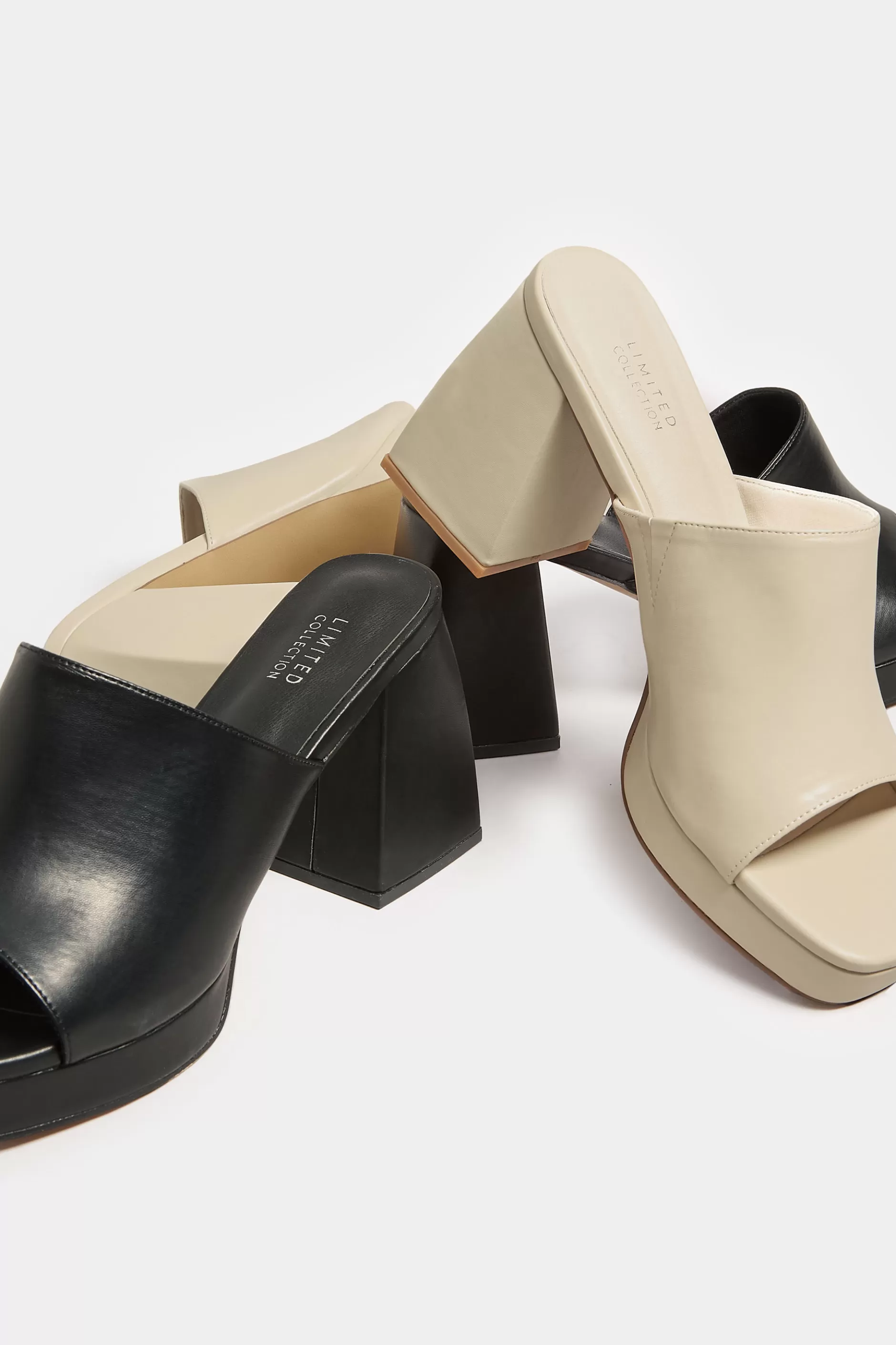 Women M&Co Heels>Limited Collection Limited Collection Cream Platform Block Mule Sandal Heels In Wide E Fit & Extra Wide Eee Fit