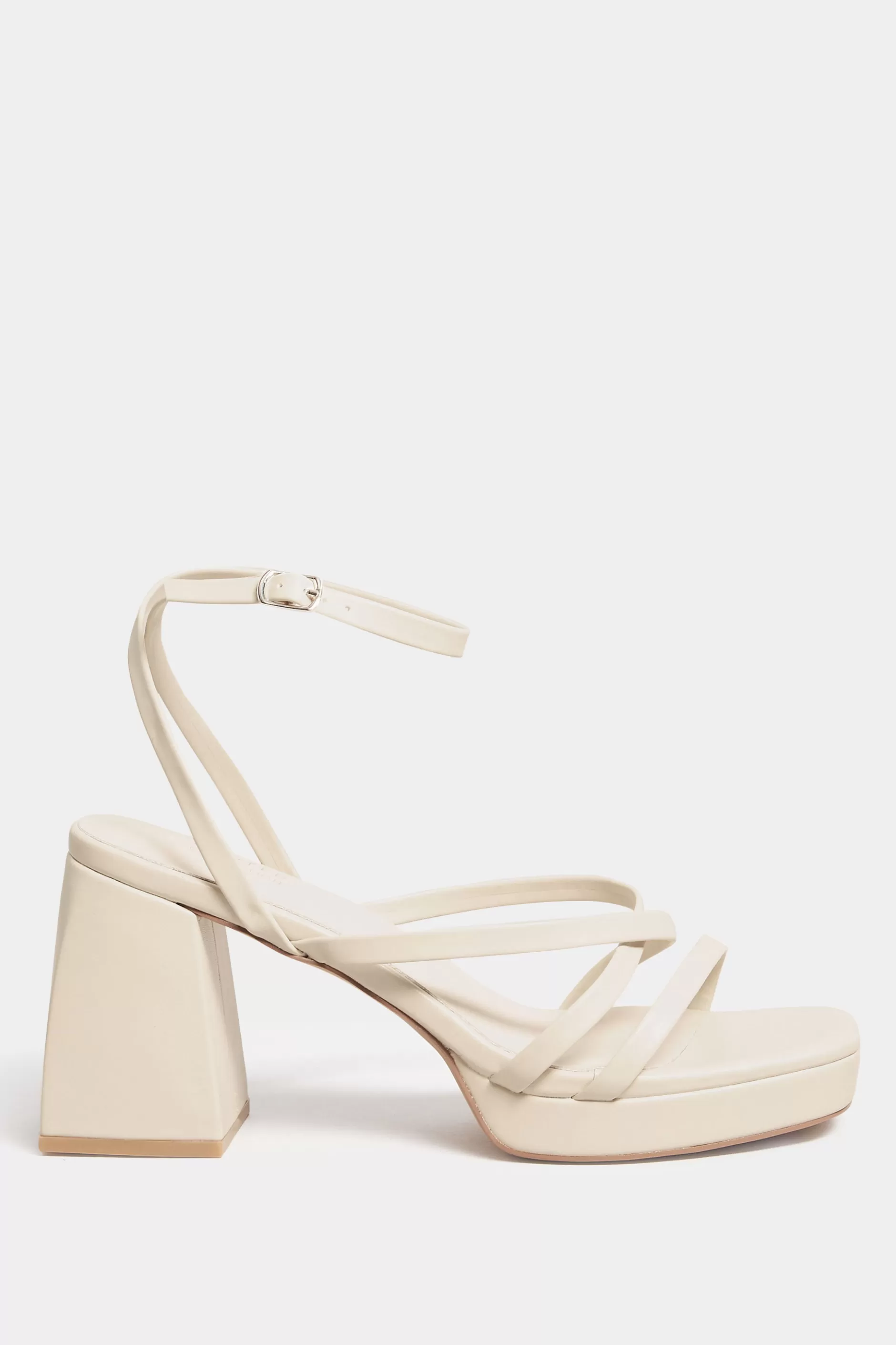 Women M&Co Heels>Limited Collection Limited Collection Cream Strappy Platform Block Heel Sandals In Wide E Fit & Extra Wide Eee Fit