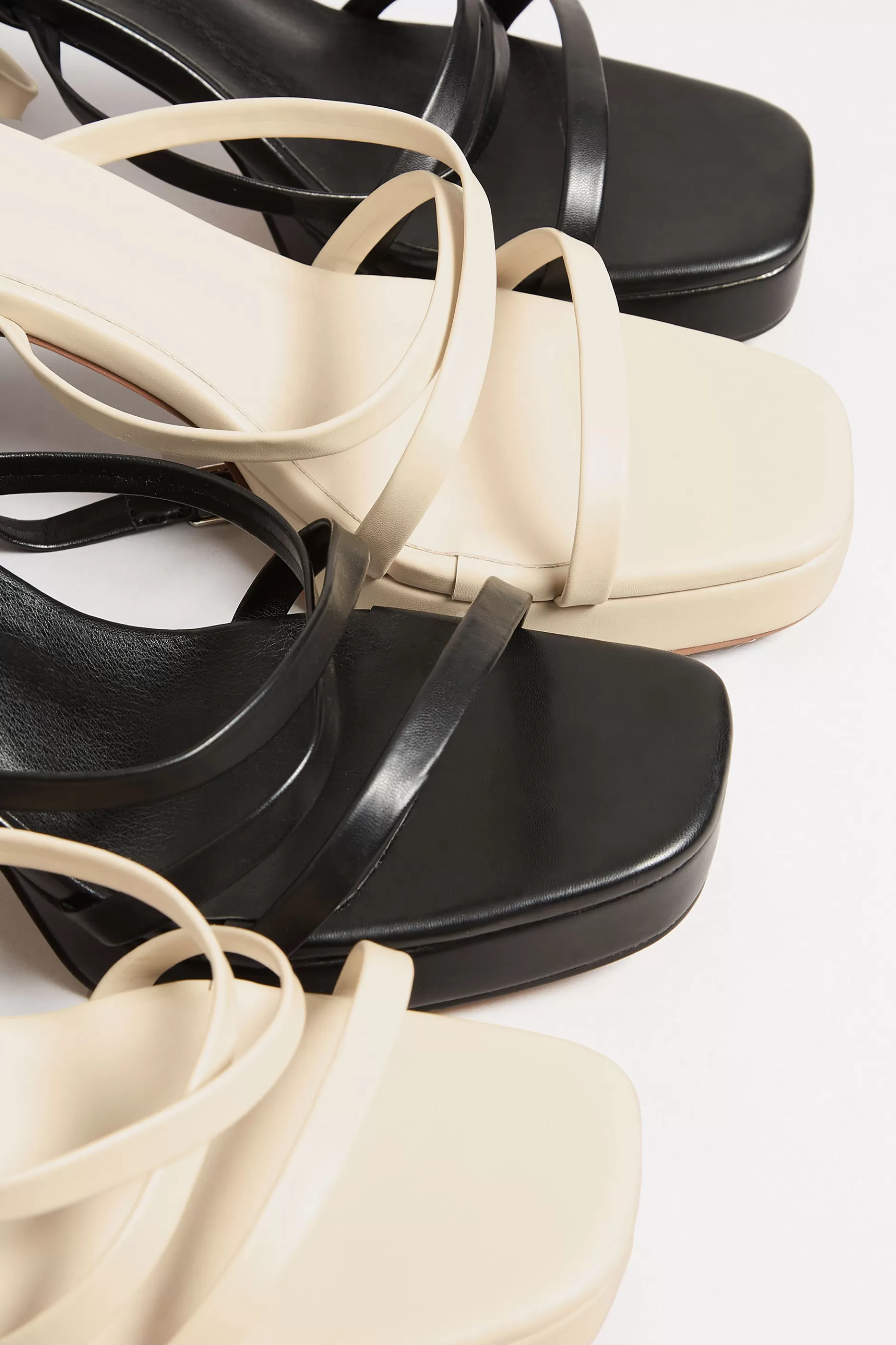 Women M&Co Heels>Limited Collection Limited Collection Cream Strappy Platform Block Heel Sandals In Wide E Fit & Extra Wide Eee Fit