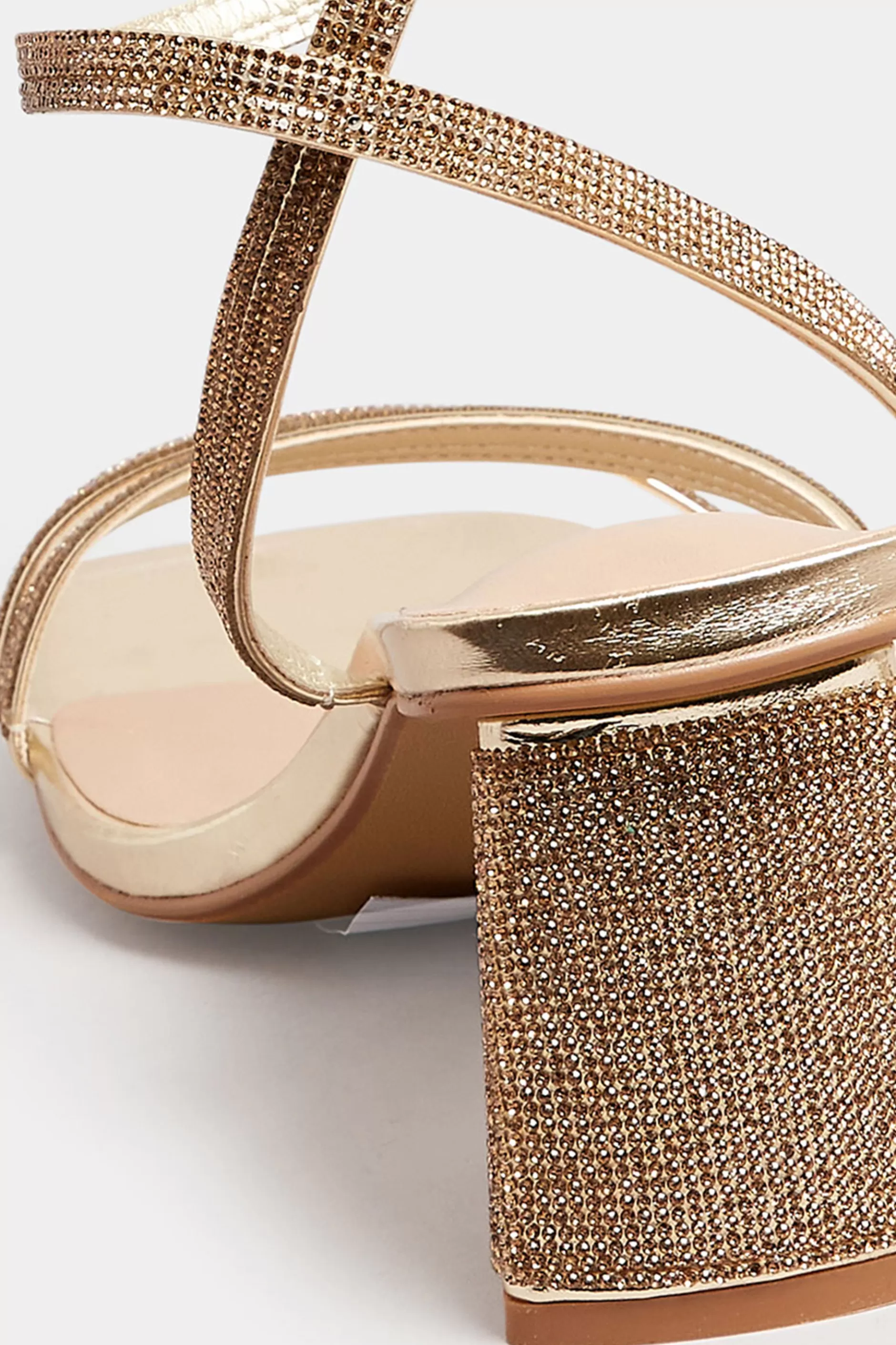 Women M&Co Heels>Limited Collection Limited Collection Gold Diamante Strappy Heel Sandals In Wide E Fit & Extra Wide Eee Fit