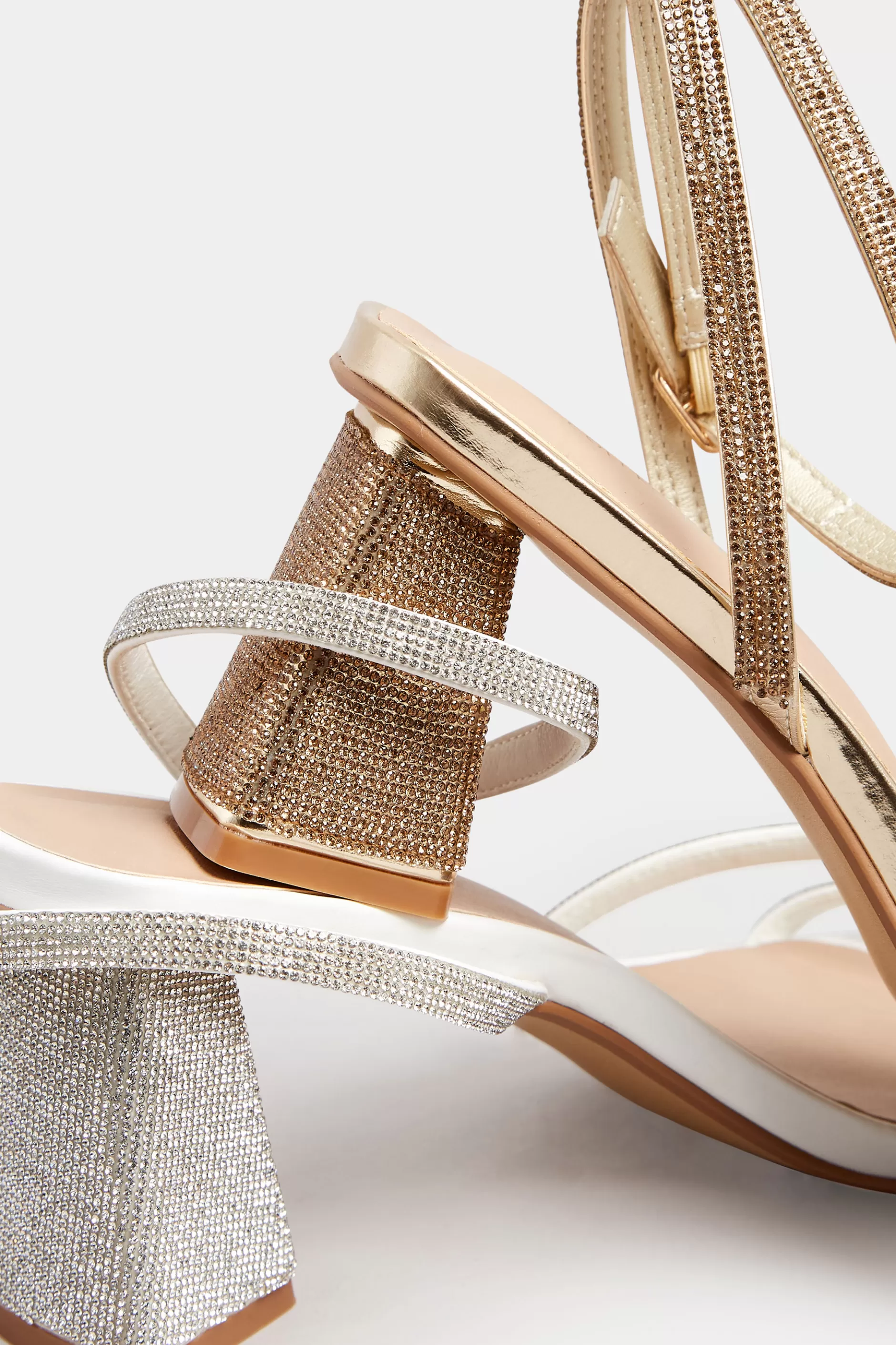 Women M&Co Heels>Limited Collection Limited Collection Gold Diamante Strappy Heel Sandals In Wide E Fit & Extra Wide Eee Fit