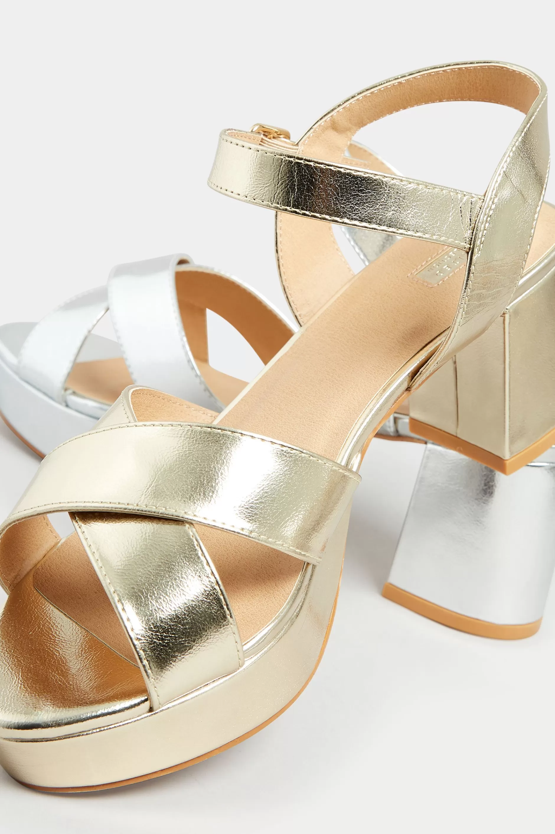 Women M&Co Heels>Limited Collection Limited Collection Gold Metallic Platform Heels In Wide E Fit & Extra Wide Eee Fit