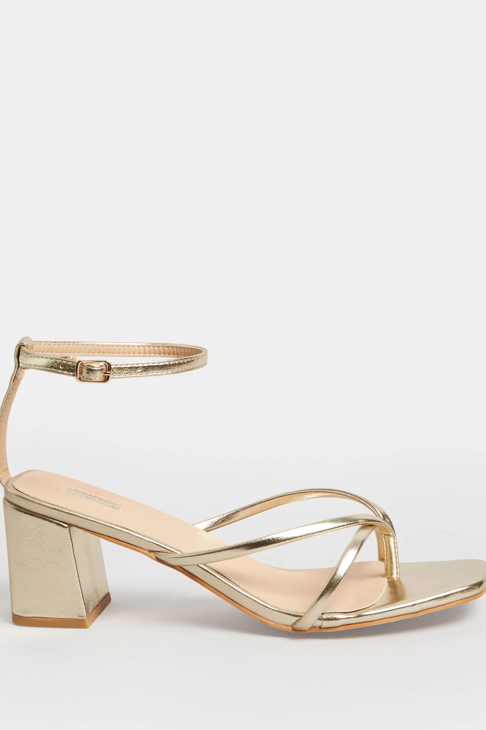 Women M&Co Heels>Limited Collection Limited Collection Gold Mid Toe Post Heeled Sandals In Extra Wide Eee Fit