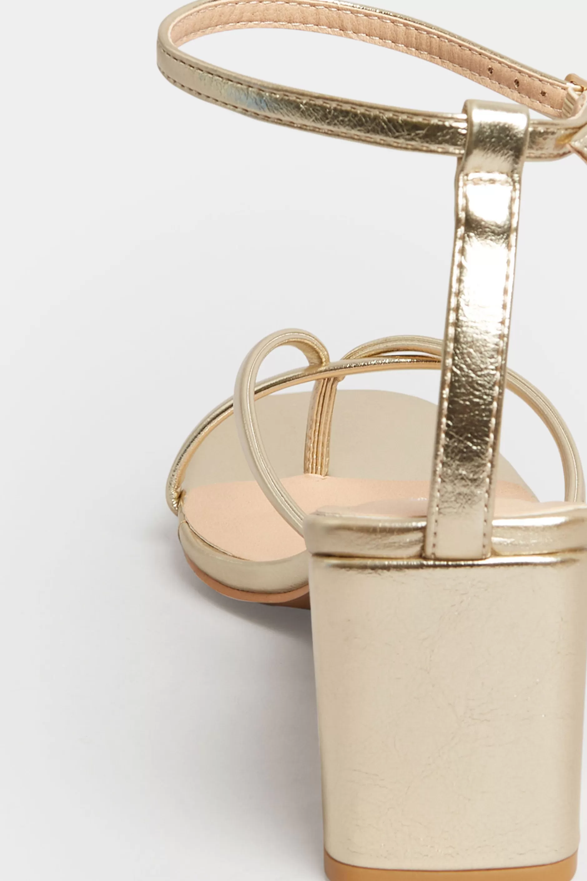Women M&Co Heels>Limited Collection Limited Collection Gold Mid Toe Post Heeled Sandals In Extra Wide Eee Fit