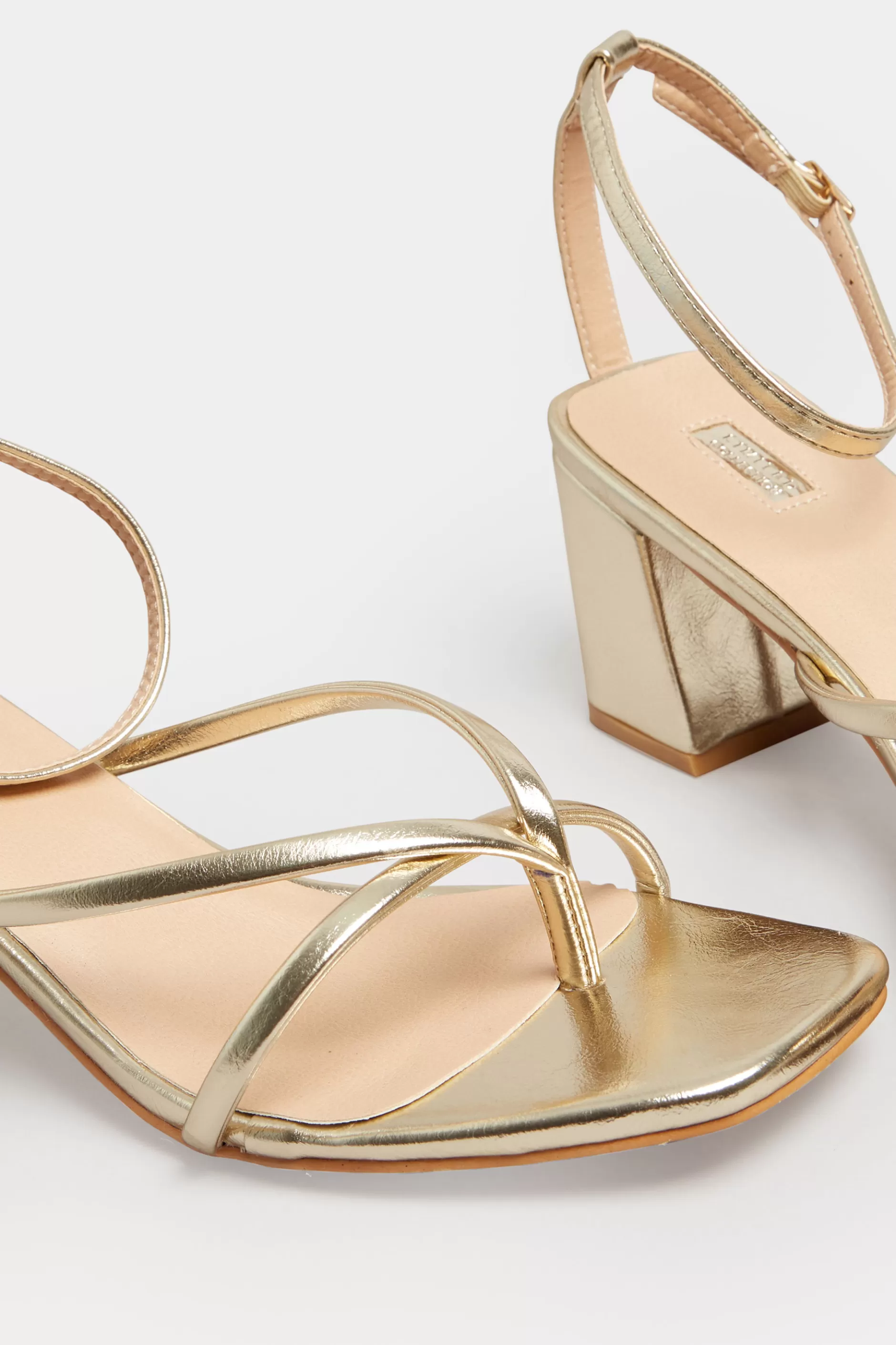 Women M&Co Heels>Limited Collection Limited Collection Gold Mid Toe Post Heeled Sandals In Extra Wide Eee Fit