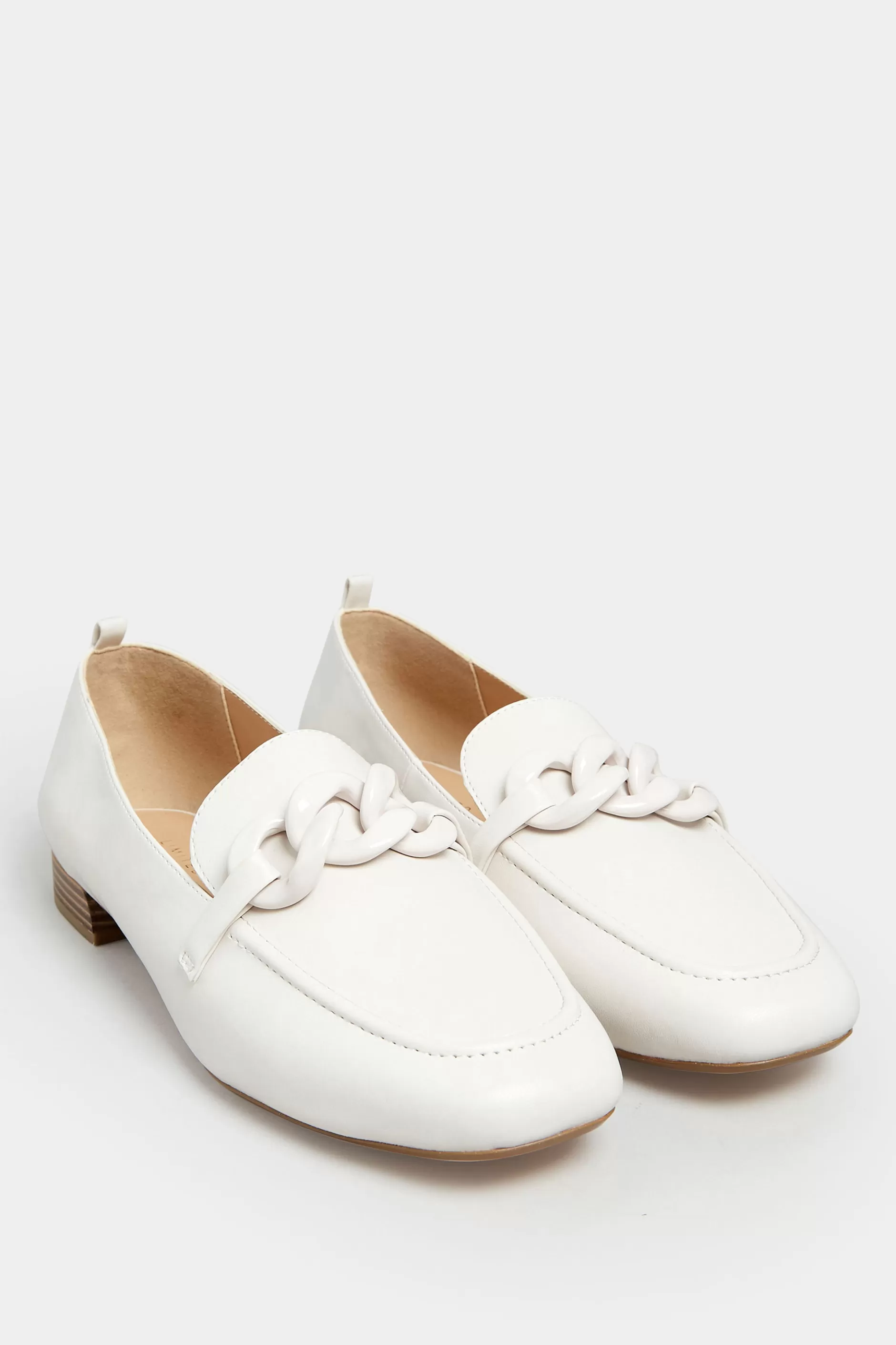 Women M&Co Flat Shoes>Limited Collection Limited Collection Ivory White Chain Loafers In Wide E Fit