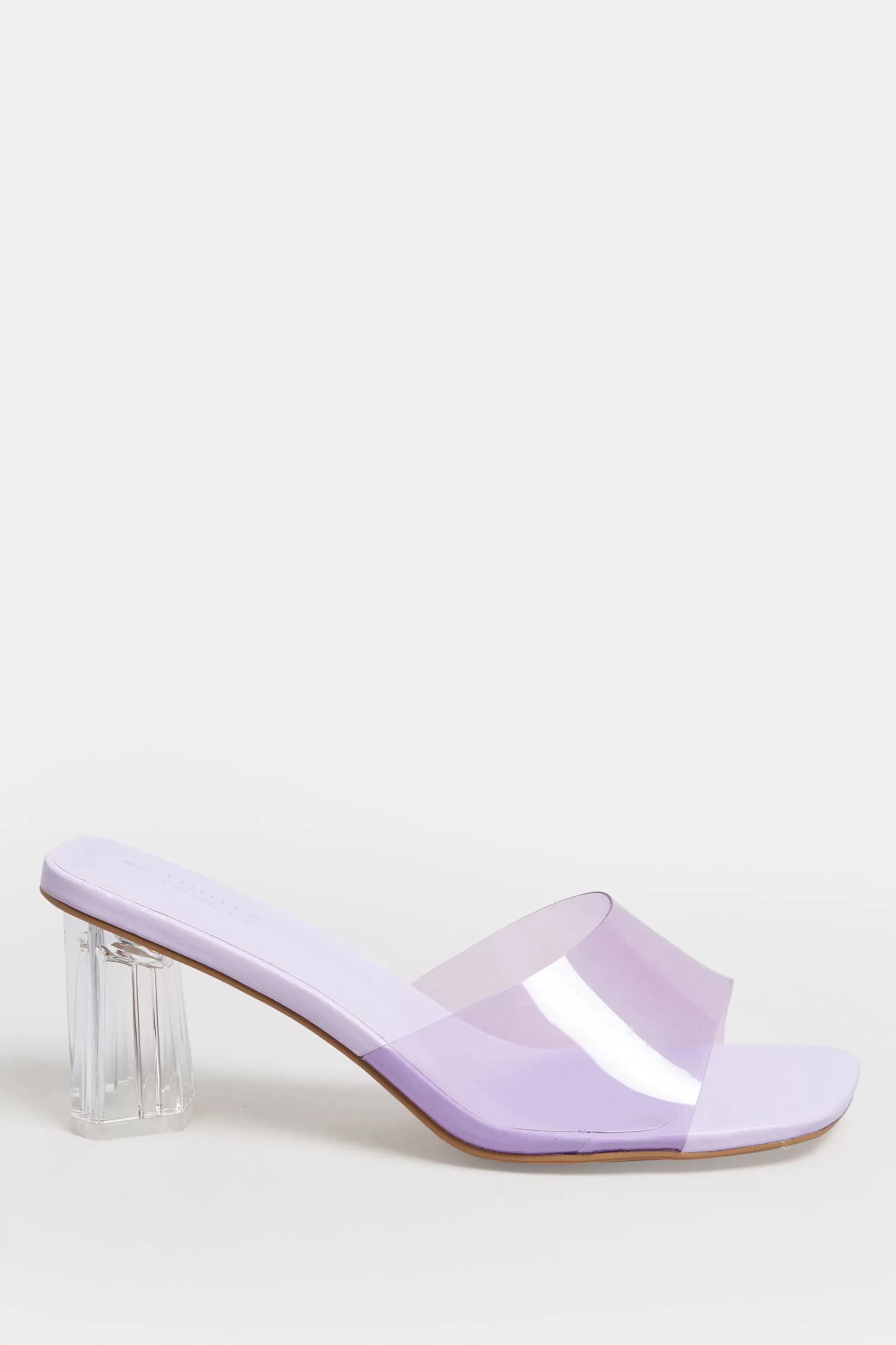 Women M&Co Mules & Sliders>Limited Collection Limited Collection Lilac Purple & Clear Block Heel Mules In Extra Wide Eee Fit