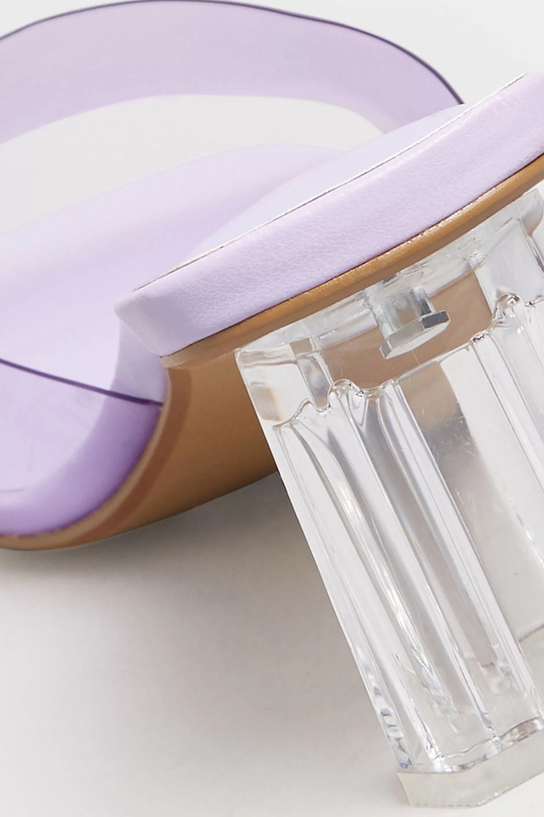Women M&Co Mules & Sliders>Limited Collection Limited Collection Lilac Purple & Clear Block Heel Mules In Extra Wide Eee Fit