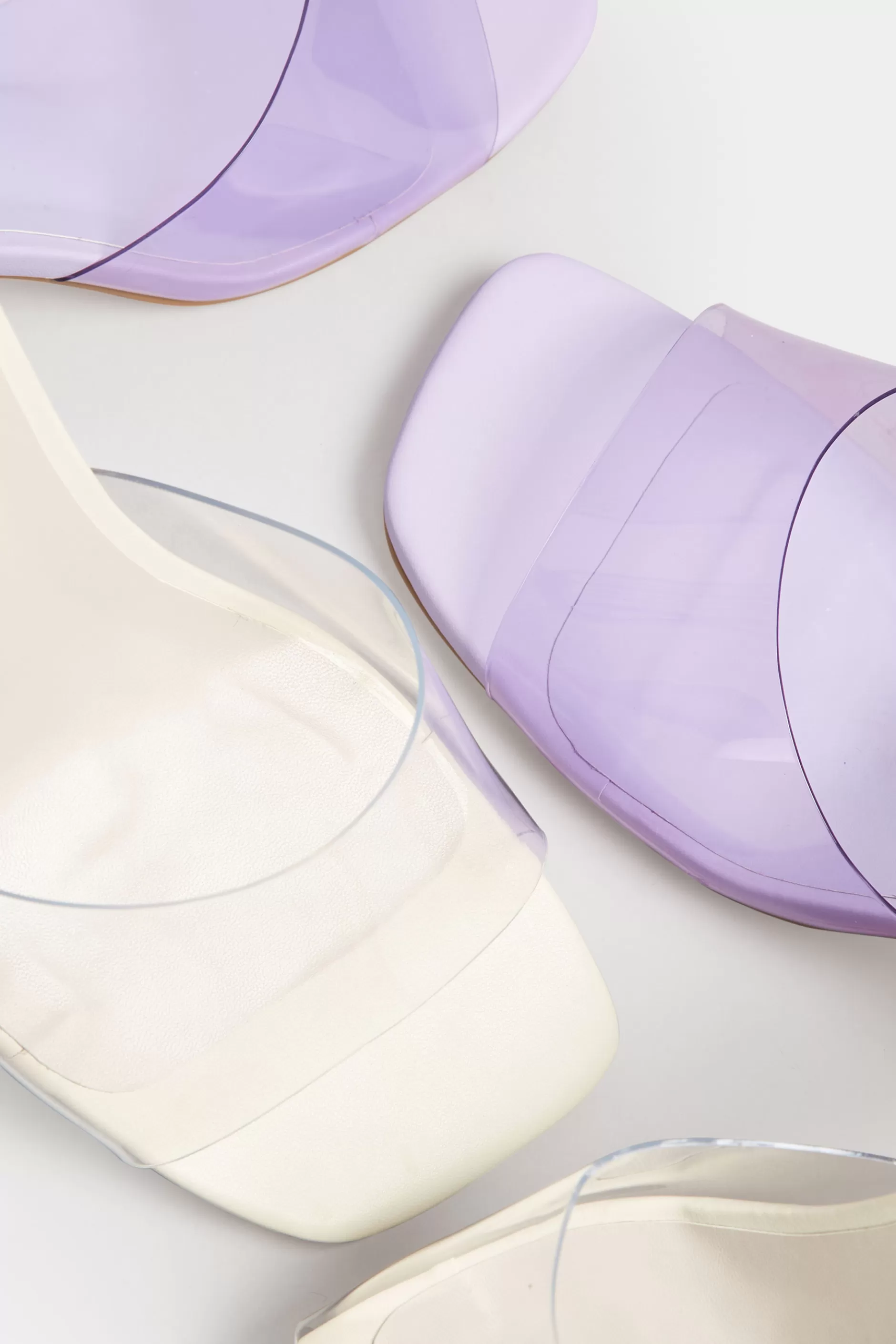 Women M&Co Mules & Sliders>Limited Collection Limited Collection Lilac Purple & Clear Block Heel Mules In Extra Wide Eee Fit