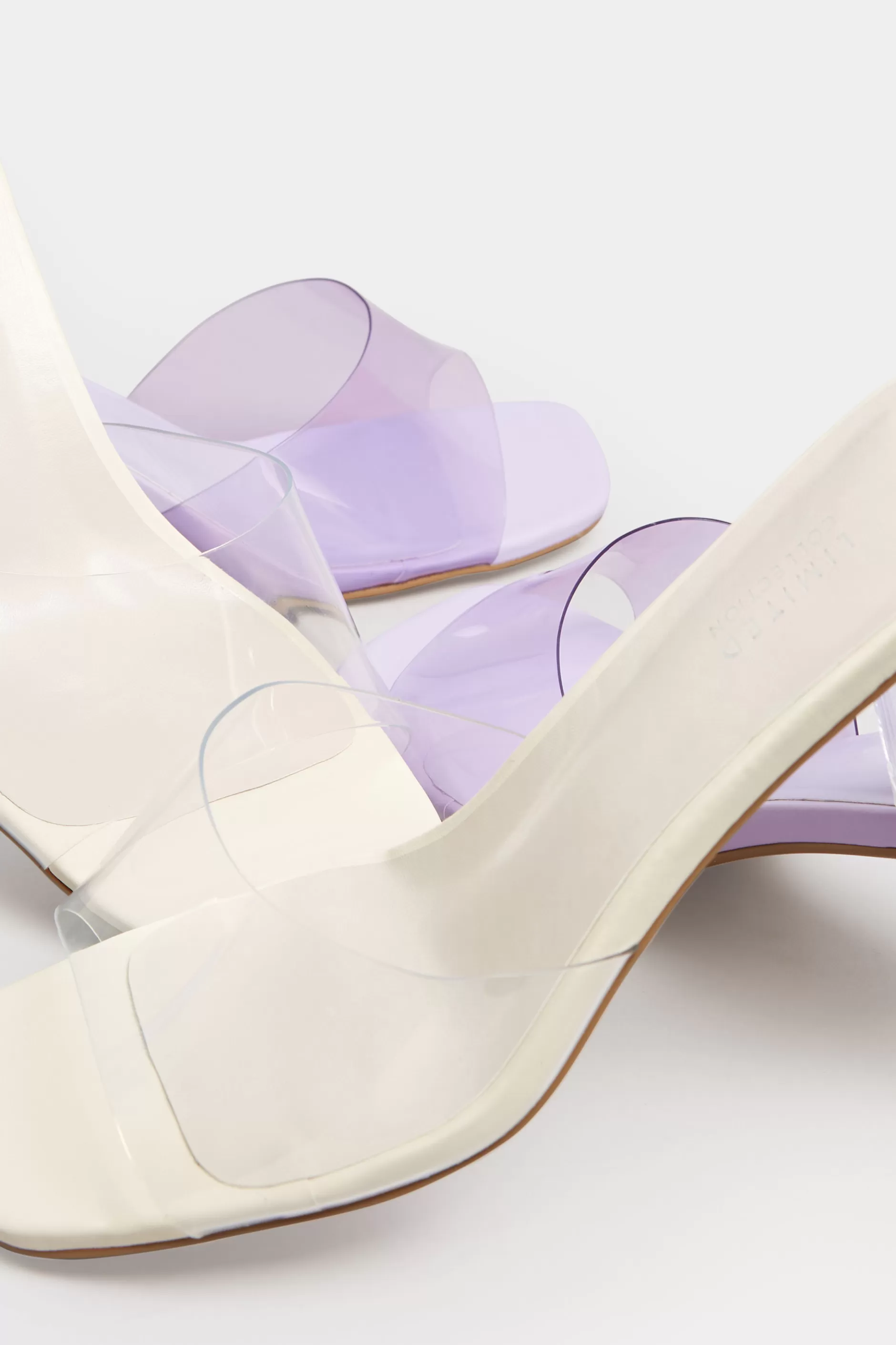 Women M&Co Mules & Sliders>Limited Collection Limited Collection Lilac Purple & Clear Block Heel Mules In Extra Wide Eee Fit