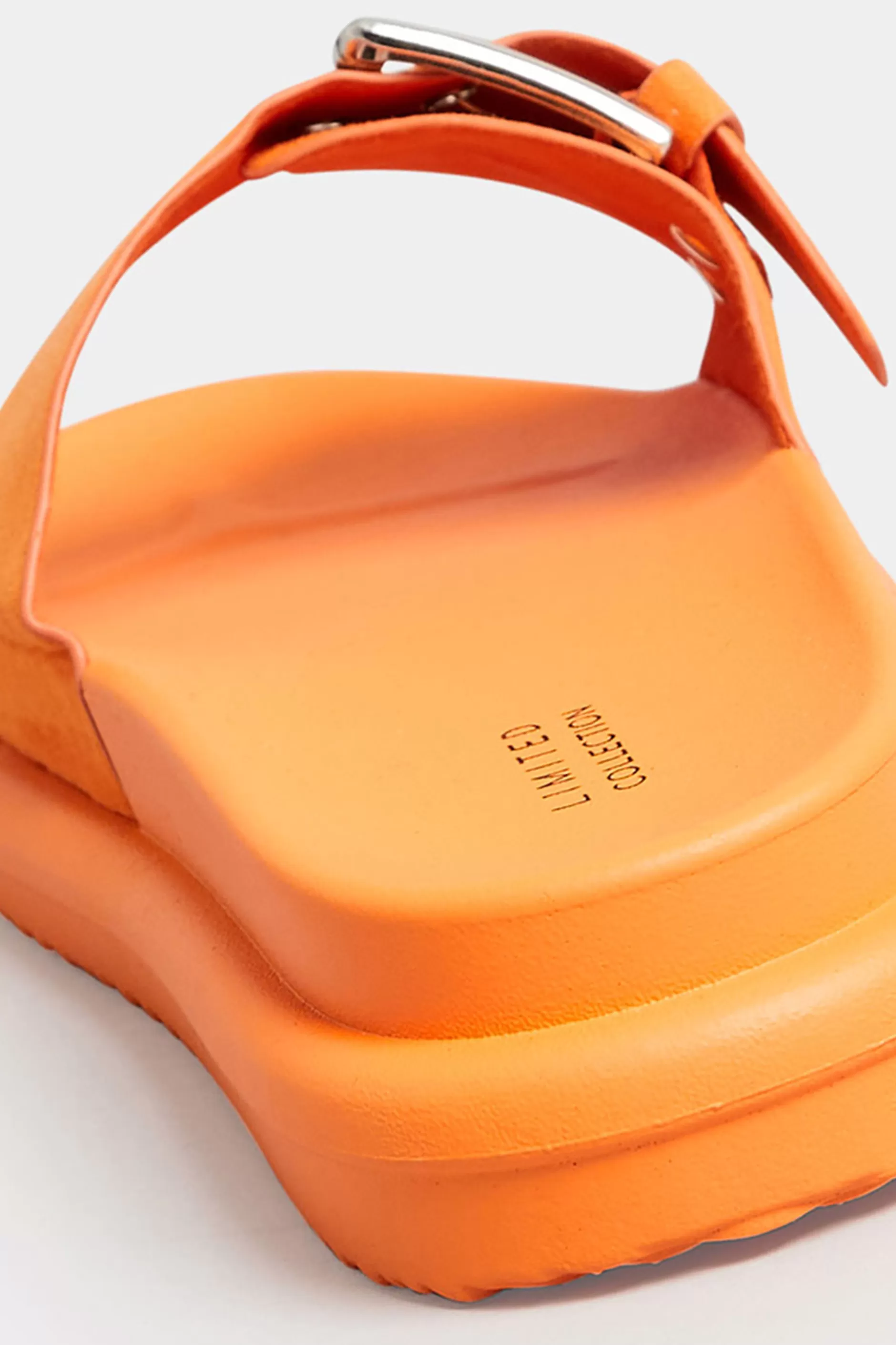 Women M&Co Mules & Sliders>Limited Collection Limited Collection Orange Buckle Strap Mule Sandals In Wide E Fit & Extra Wide Eee Fit