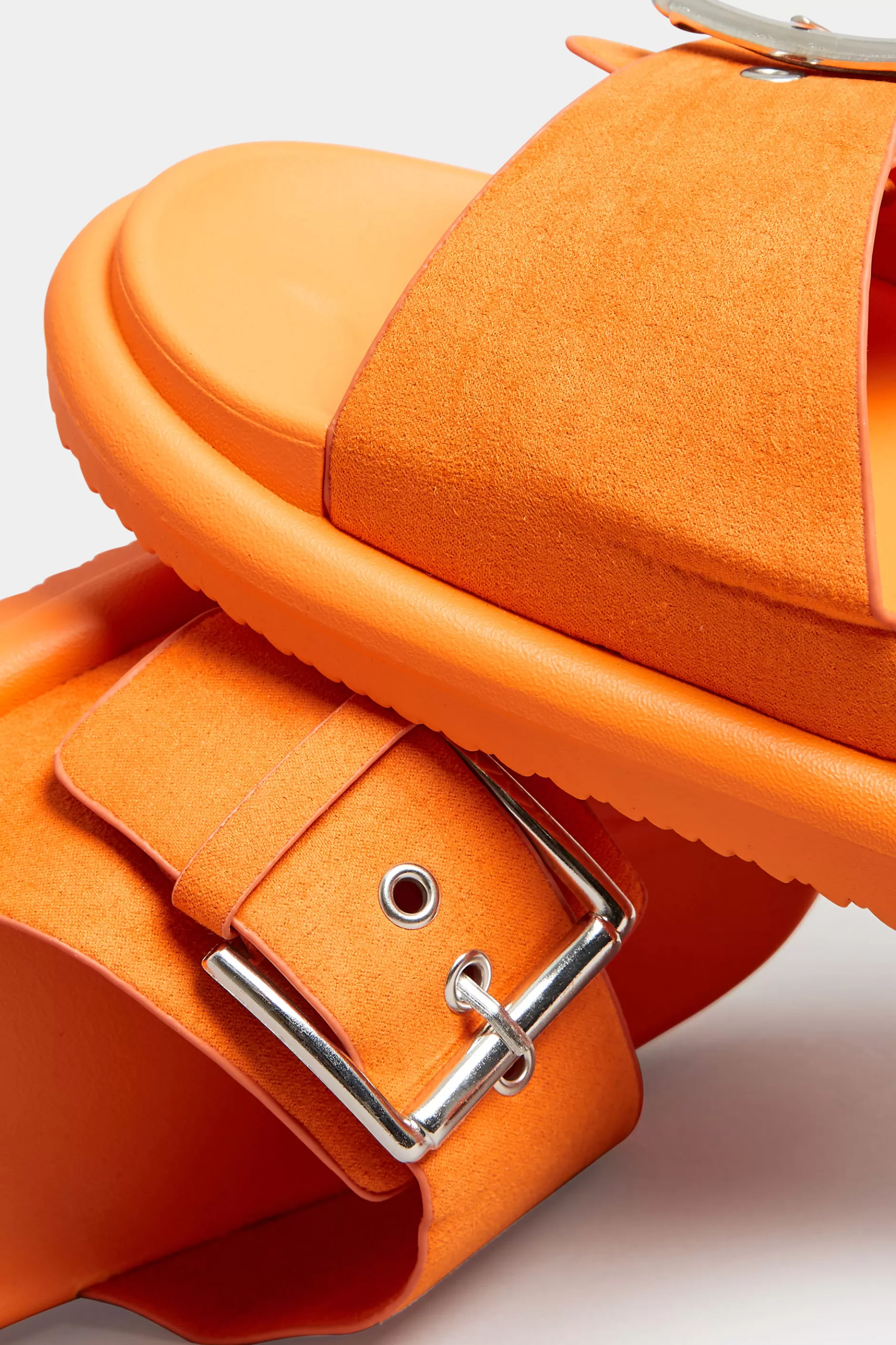 Women M&Co Mules & Sliders>Limited Collection Limited Collection Orange Buckle Strap Mule Sandals In Wide E Fit & Extra Wide Eee Fit