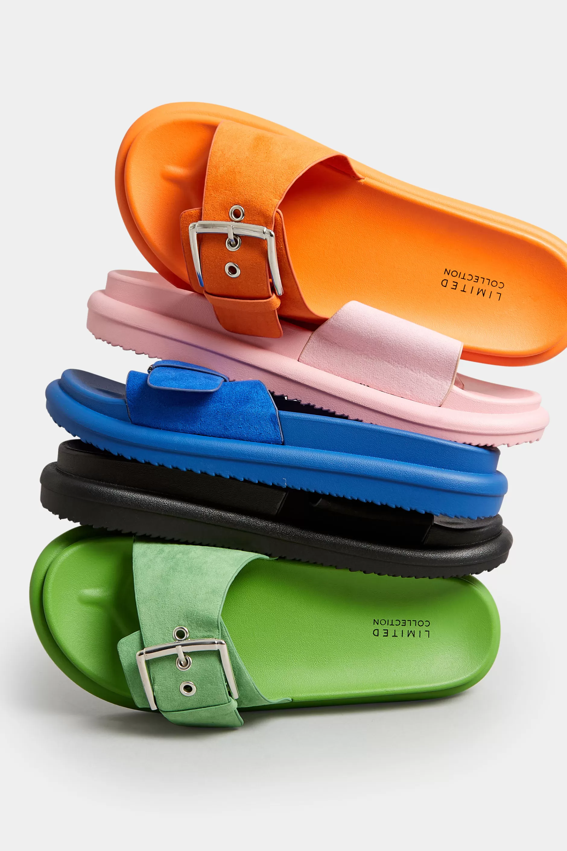 Women M&Co Mules & Sliders>Limited Collection Limited Collection Orange Buckle Strap Mule Sandals In Wide E Fit & Extra Wide Eee Fit