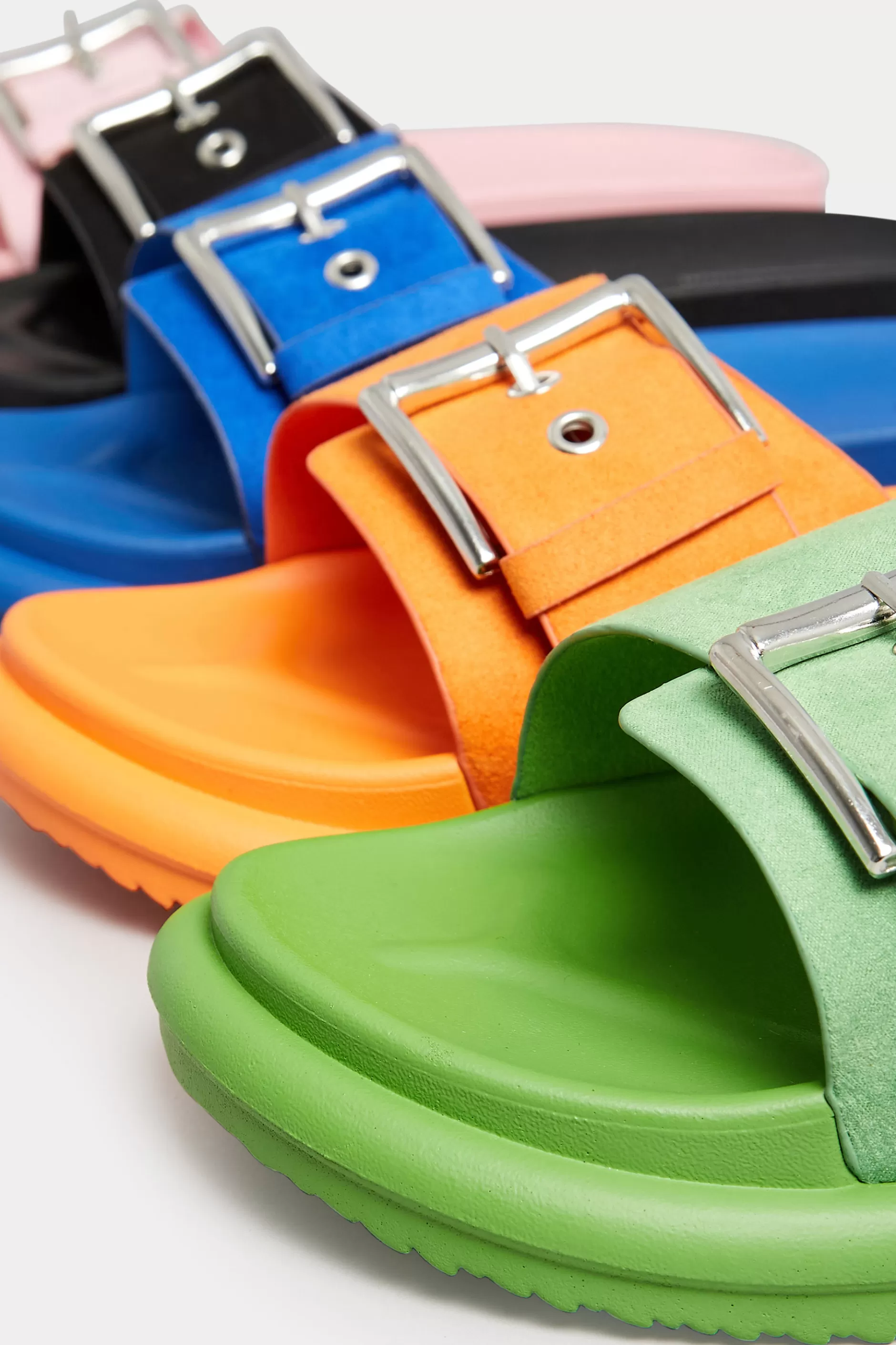 Women M&Co Mules & Sliders>Limited Collection Limited Collection Orange Buckle Strap Mule Sandals In Wide E Fit & Extra Wide Eee Fit