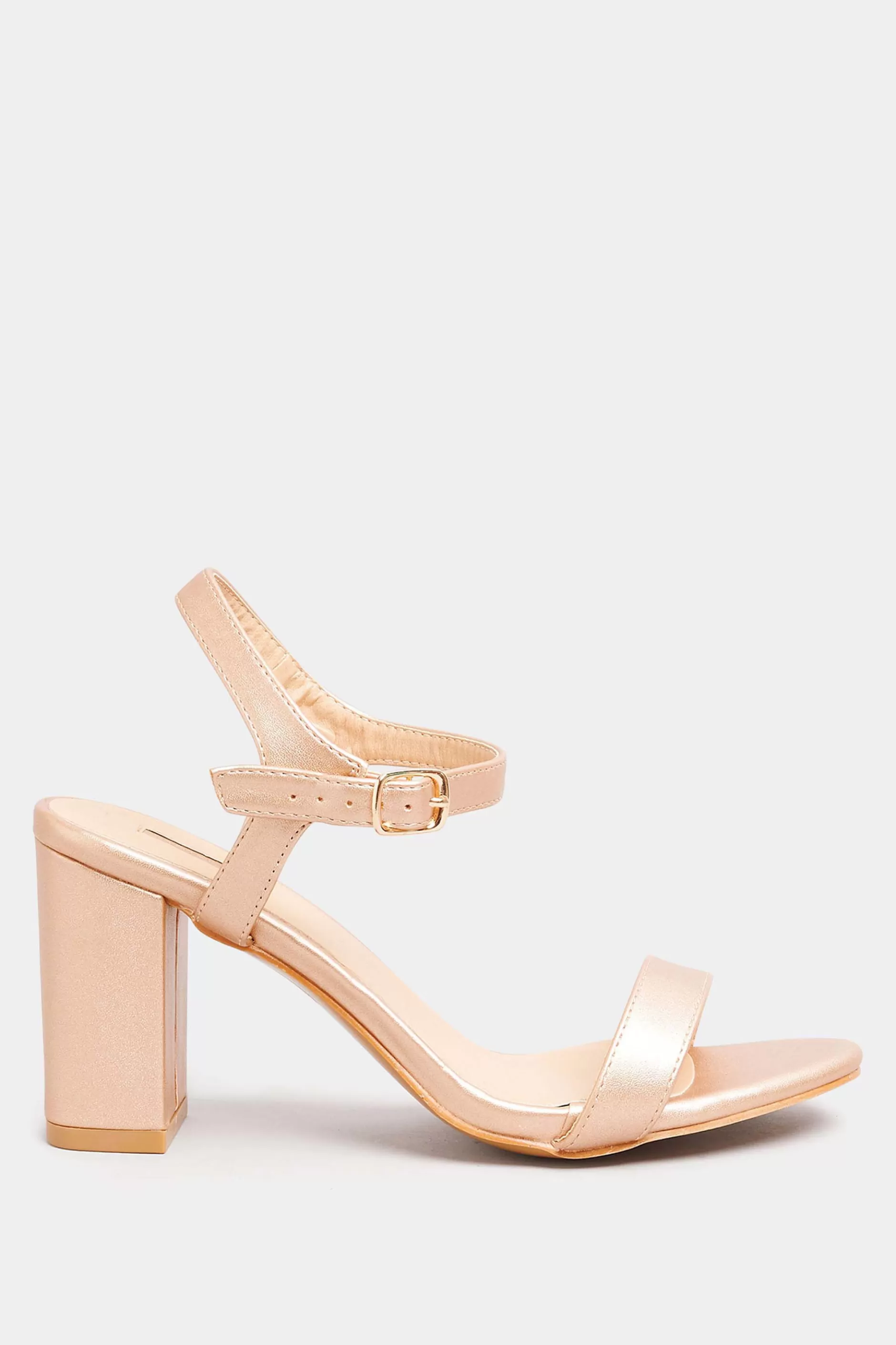Women M&Co Heels>Limited Collection Limited Collection Rose Gold Block Heel Sandals In Wide E Fit & Extra Wide Fit