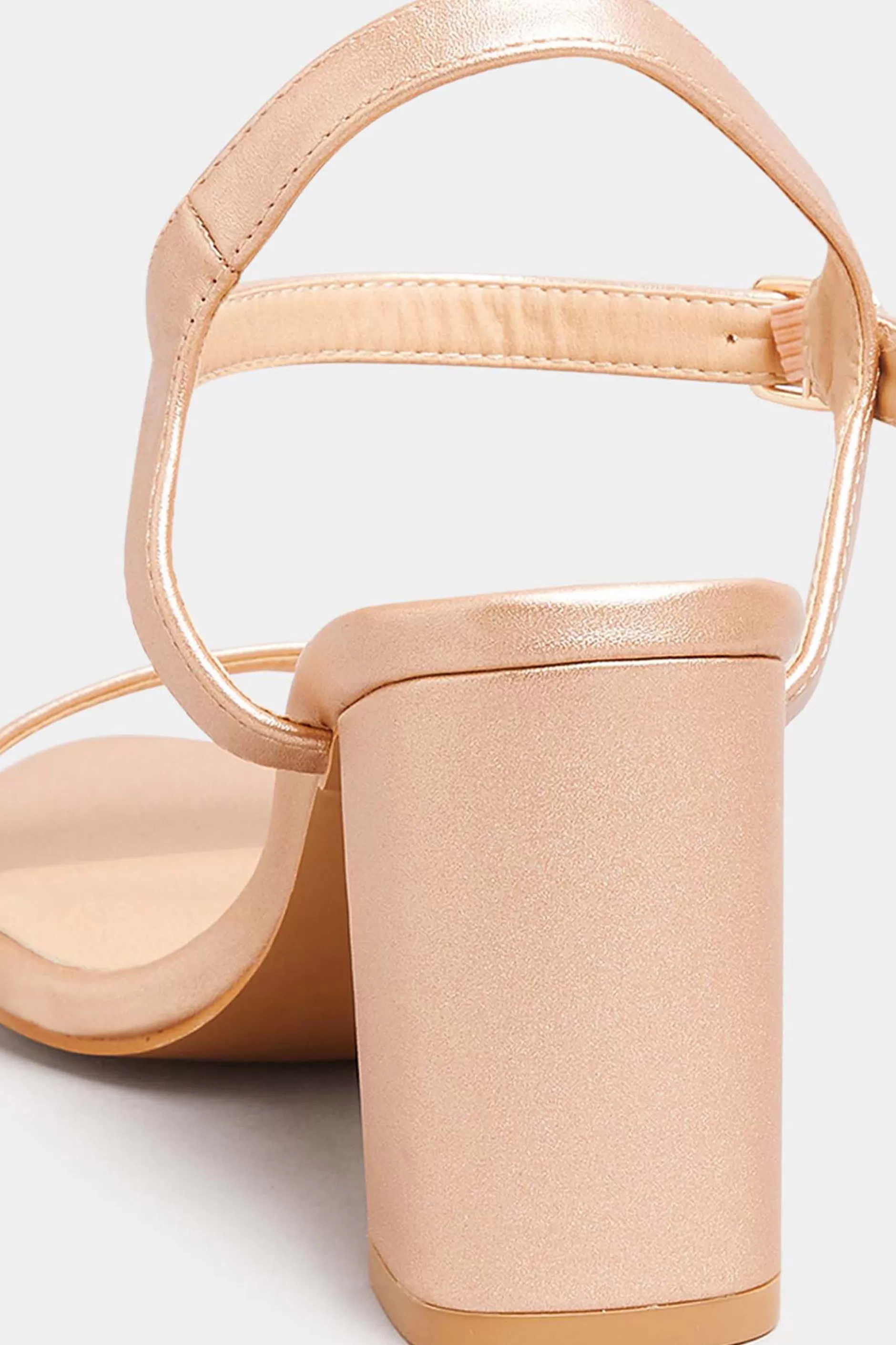 Women M&Co Heels>Limited Collection Limited Collection Rose Gold Block Heel Sandals In Wide E Fit & Extra Wide Fit
