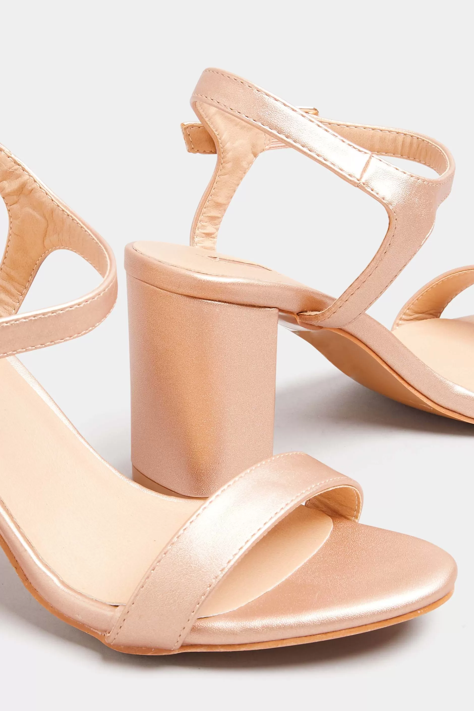Women M&Co Heels>Limited Collection Limited Collection Rose Gold Block Heel Sandals In Wide E Fit & Extra Wide Fit
