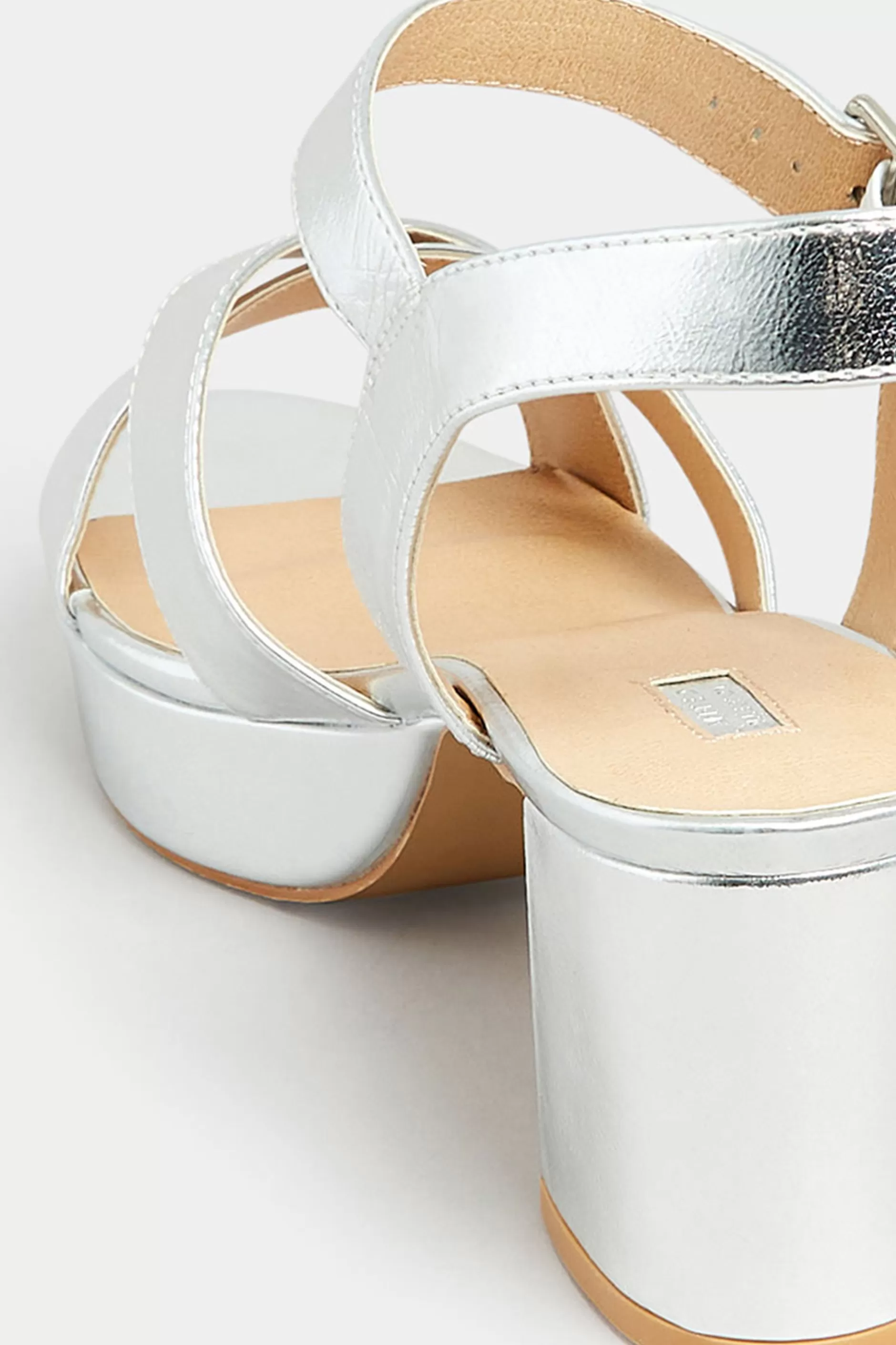 Women M&Co Heels>Limited Collection Limited Collection Silver Metallic Platform Heels In Wide E Fit & Extra Wide Eee Fit