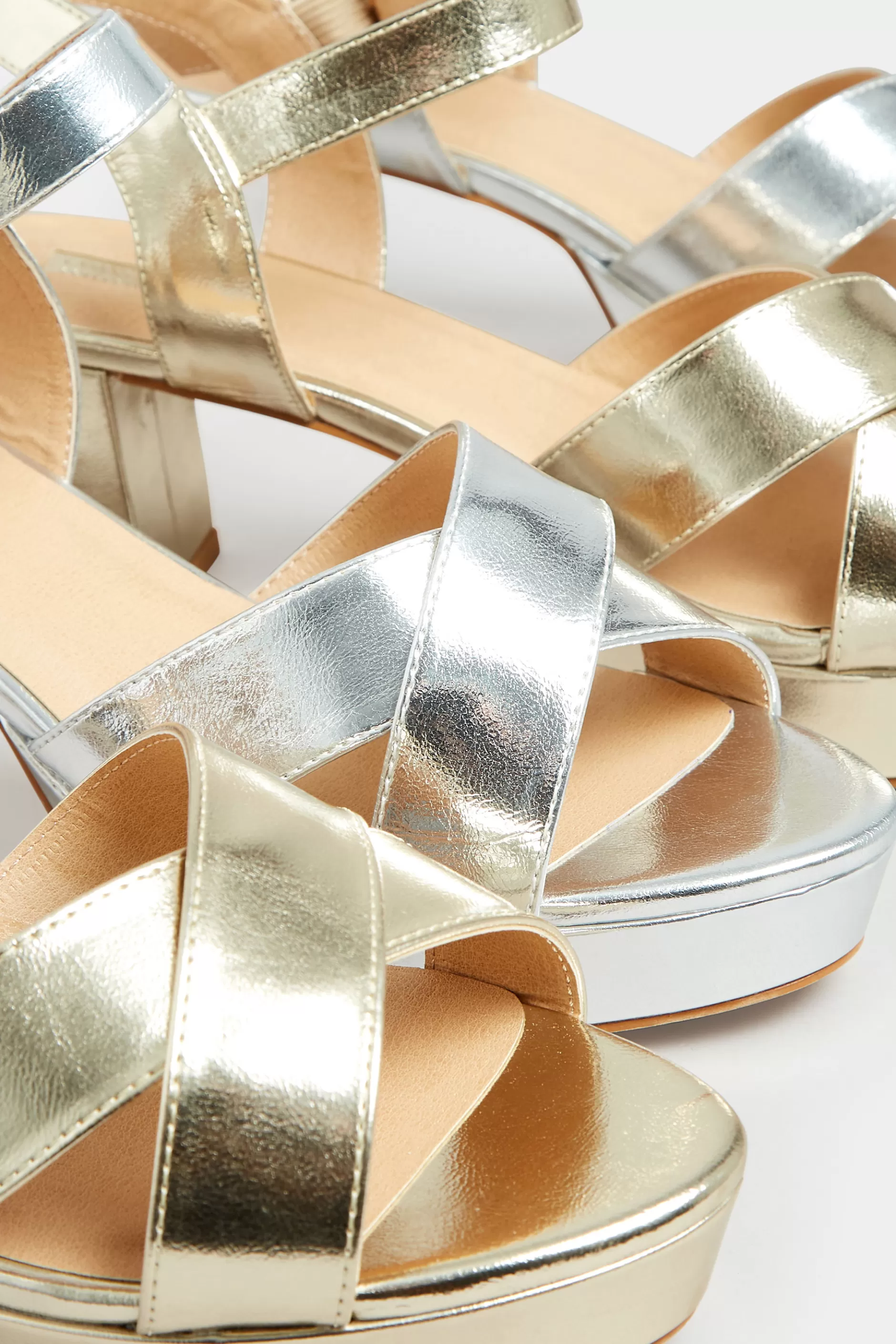 Women M&Co Heels>Limited Collection Limited Collection Silver Metallic Platform Heels In Wide E Fit & Extra Wide Eee Fit