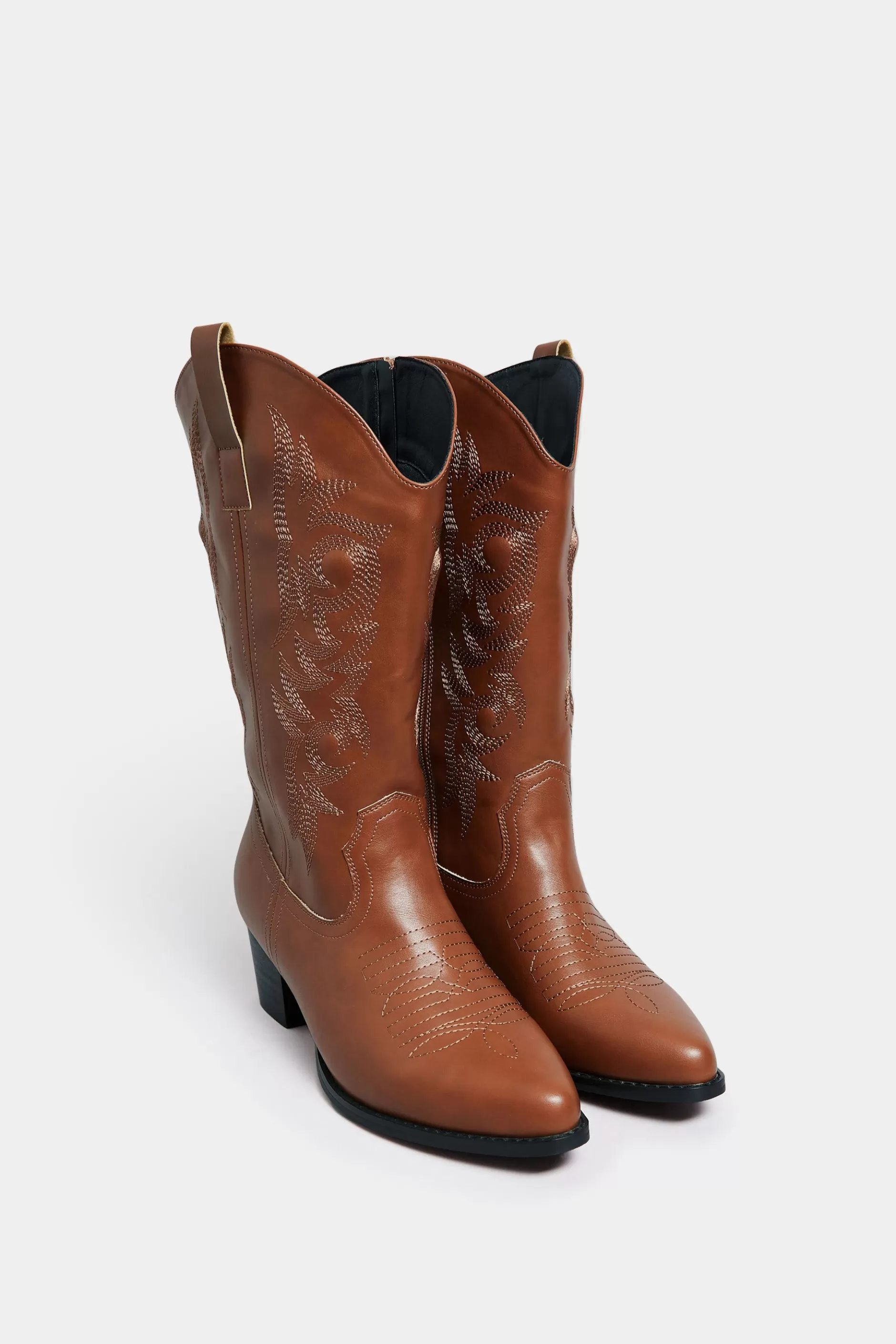 Women M&Co Boots>Limited Collection Limited Collection Tan Brown Cowboy Boots In Extra Wide Eee Fit