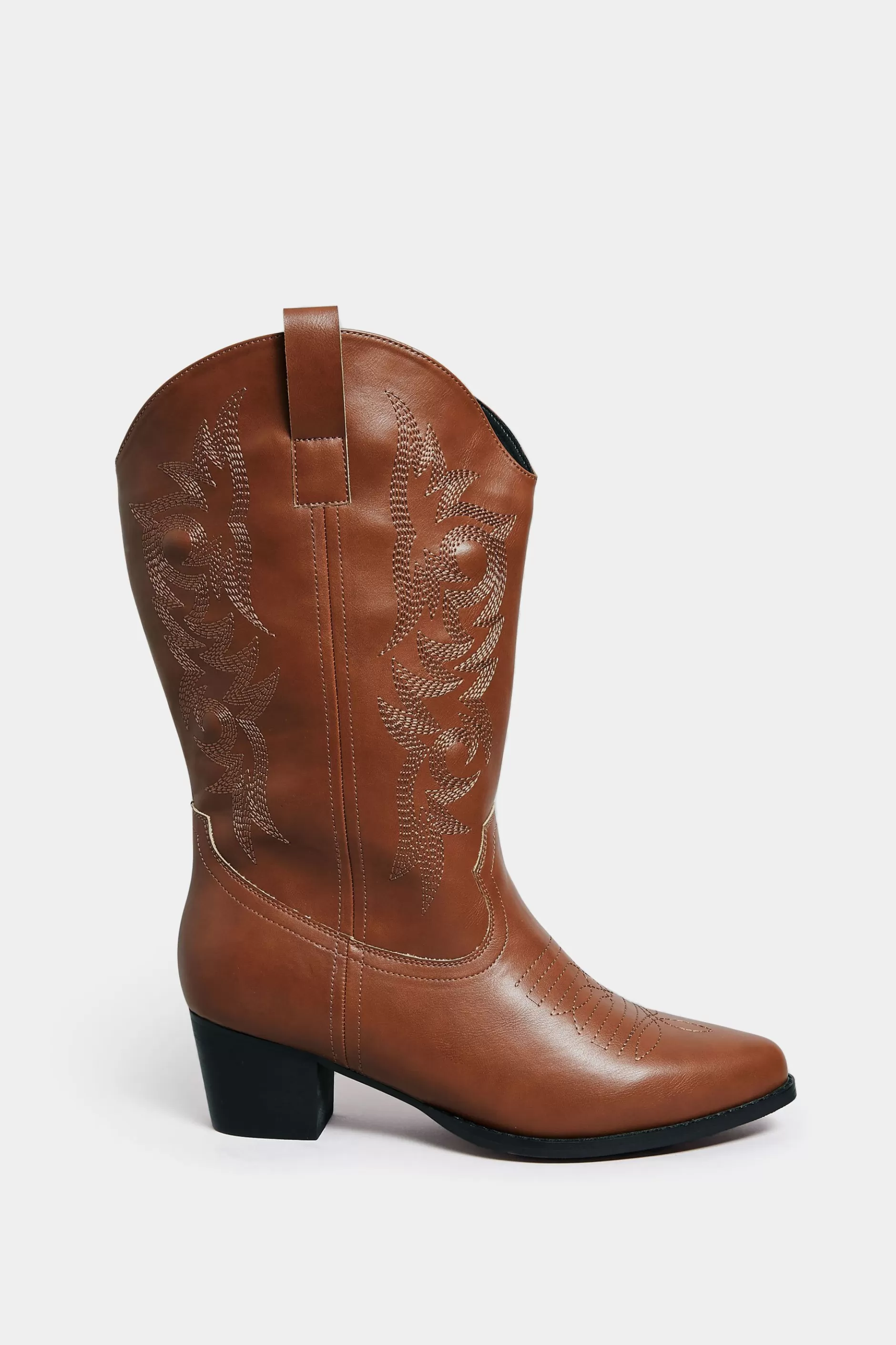 Women M&Co Boots>Limited Collection Limited Collection Tan Brown Cowboy Boots In Extra Wide Eee Fit