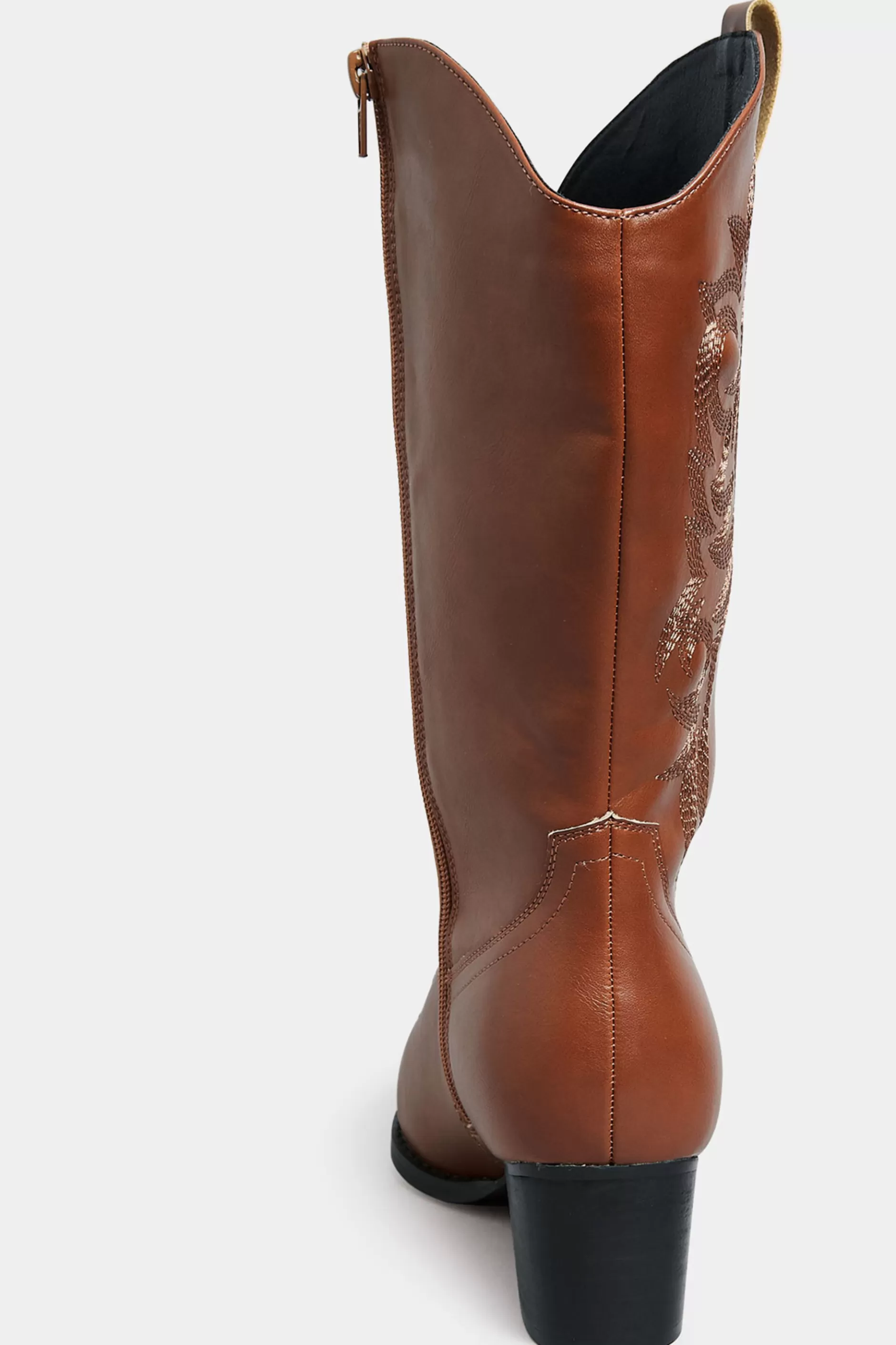 Women M&Co Boots>Limited Collection Limited Collection Tan Brown Cowboy Boots In Extra Wide Eee Fit