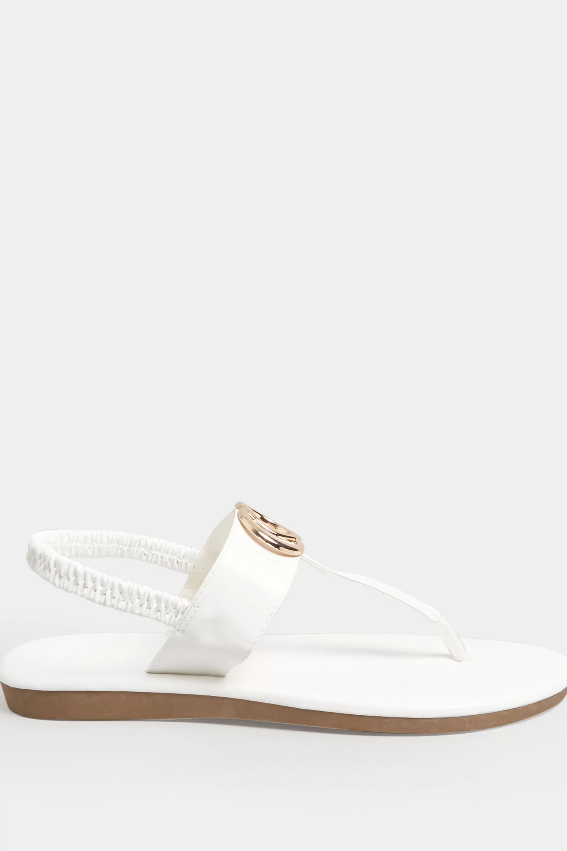 Women M&Co Sandals>Limited Collection Limited Collection White & Gold Double Ring Sandals In Wide E Fit & Extra Wide Eee Fit