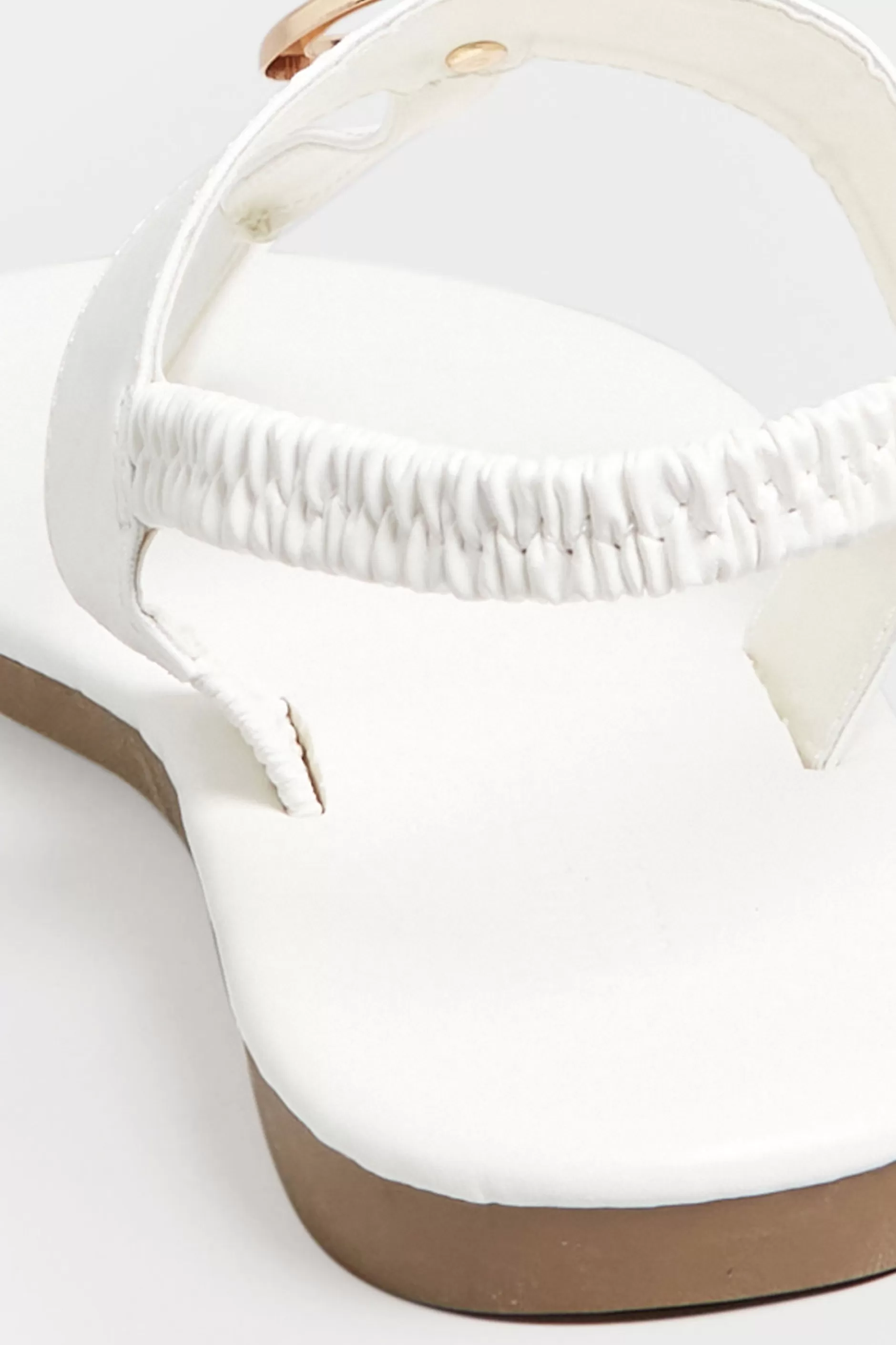 Women M&Co Sandals>Limited Collection Limited Collection White & Gold Double Ring Sandals In Wide E Fit & Extra Wide Eee Fit