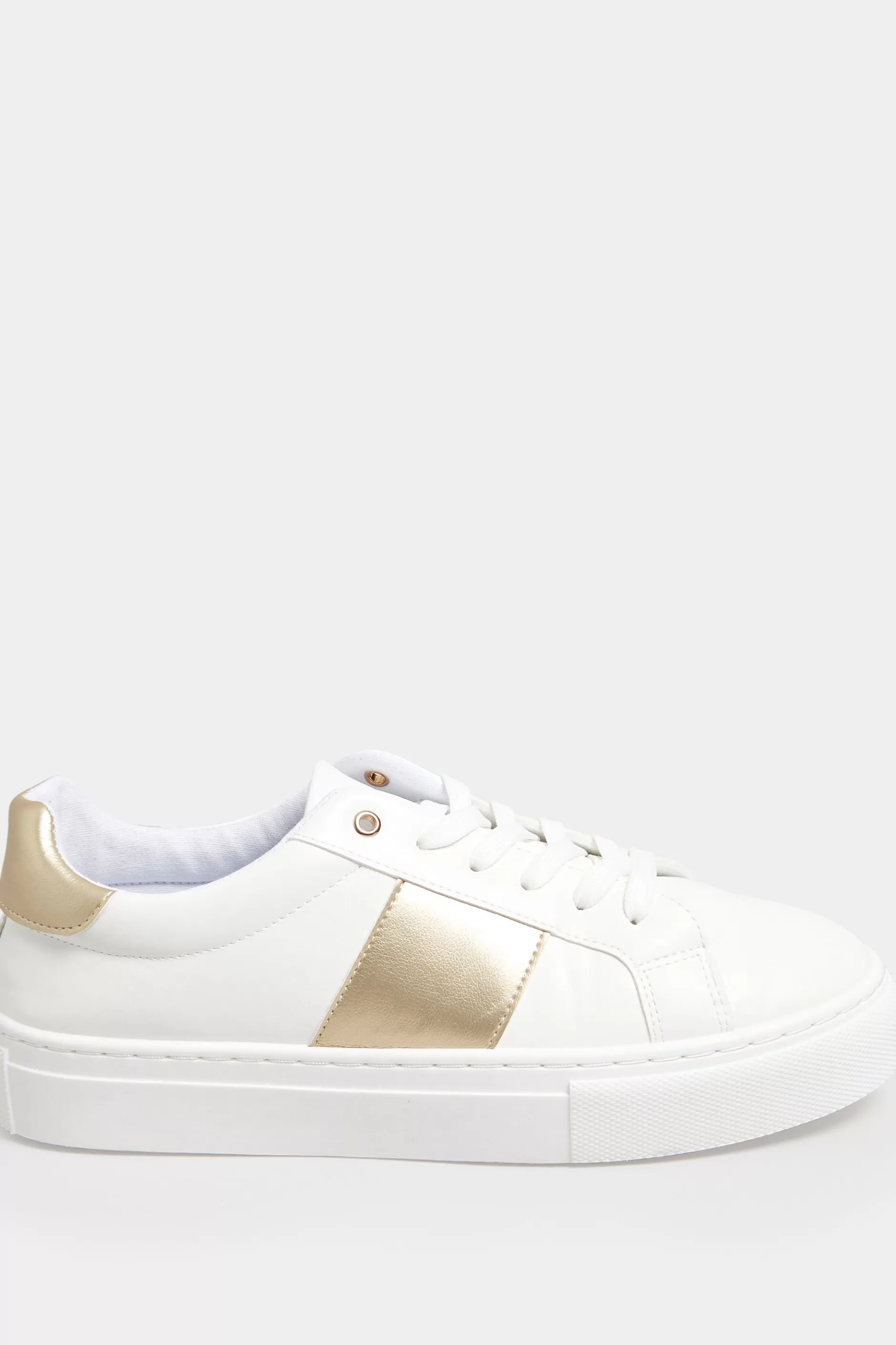 Women M&Co Trainers>Limited Collection Limited Collection White & Gold Stripe Trainers In Wide Eee Fit