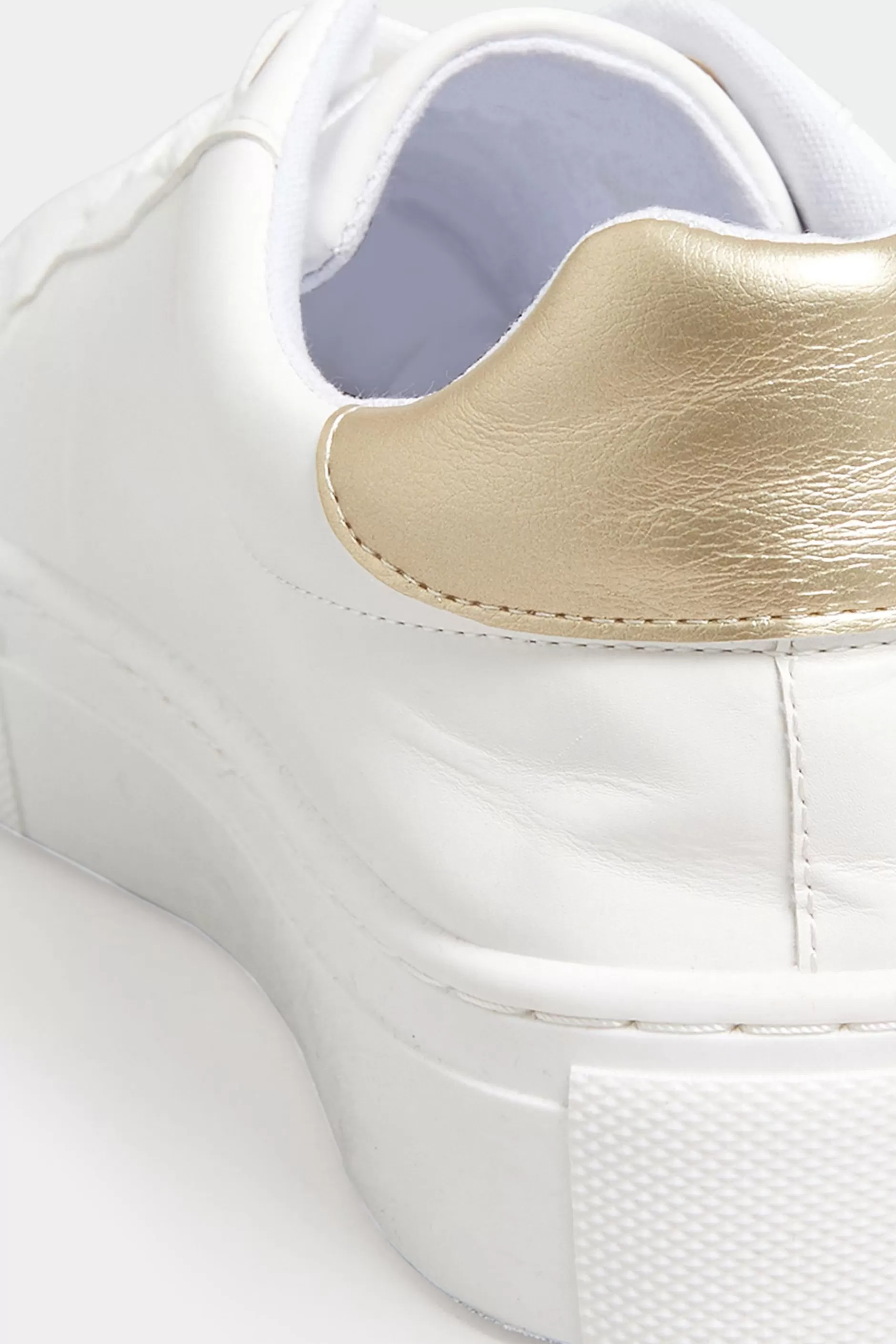 Women M&Co Trainers>Limited Collection Limited Collection White & Gold Stripe Trainers In Wide Eee Fit