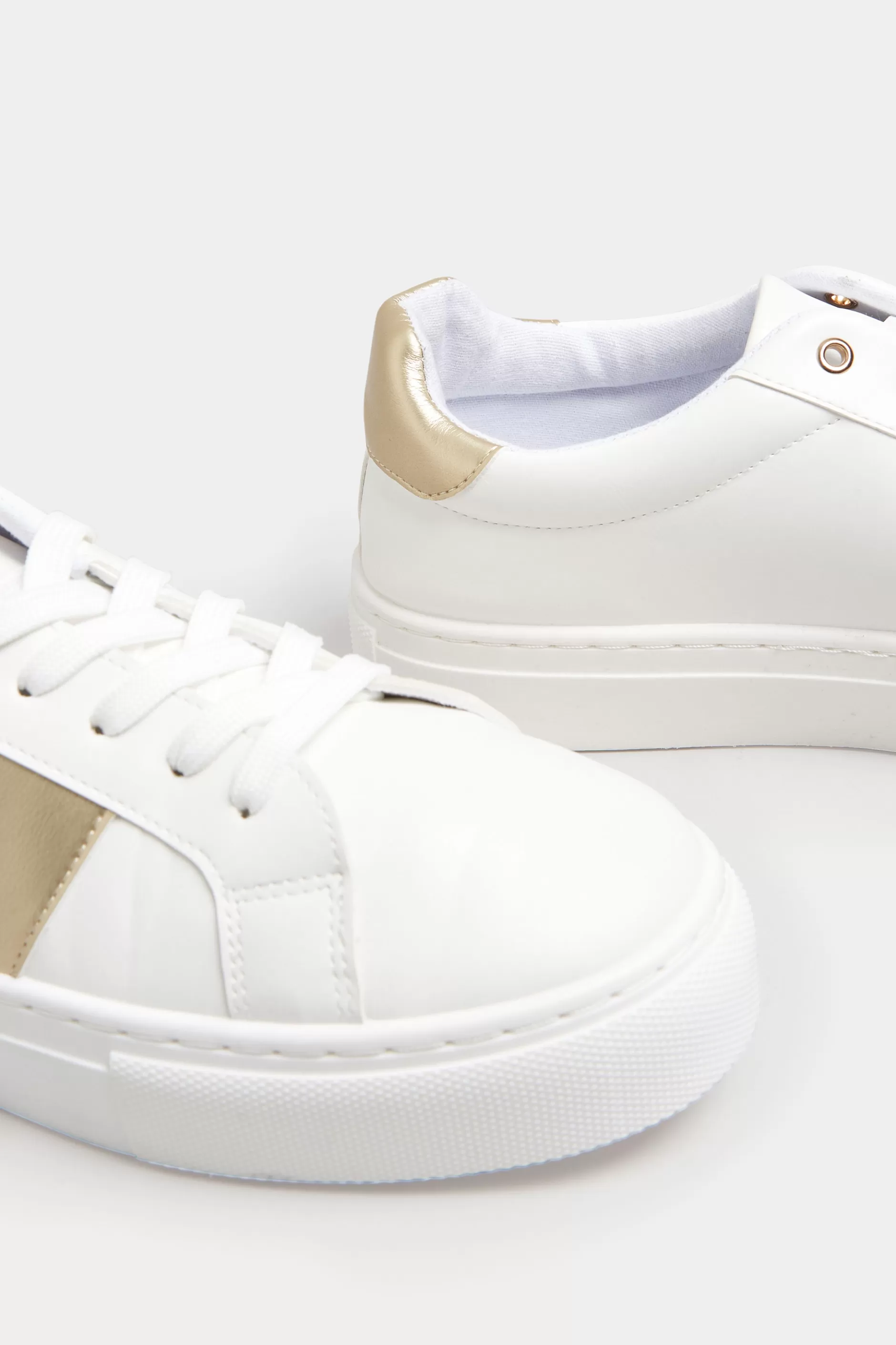 Women M&Co Trainers>Limited Collection Limited Collection White & Gold Stripe Trainers In Wide Eee Fit