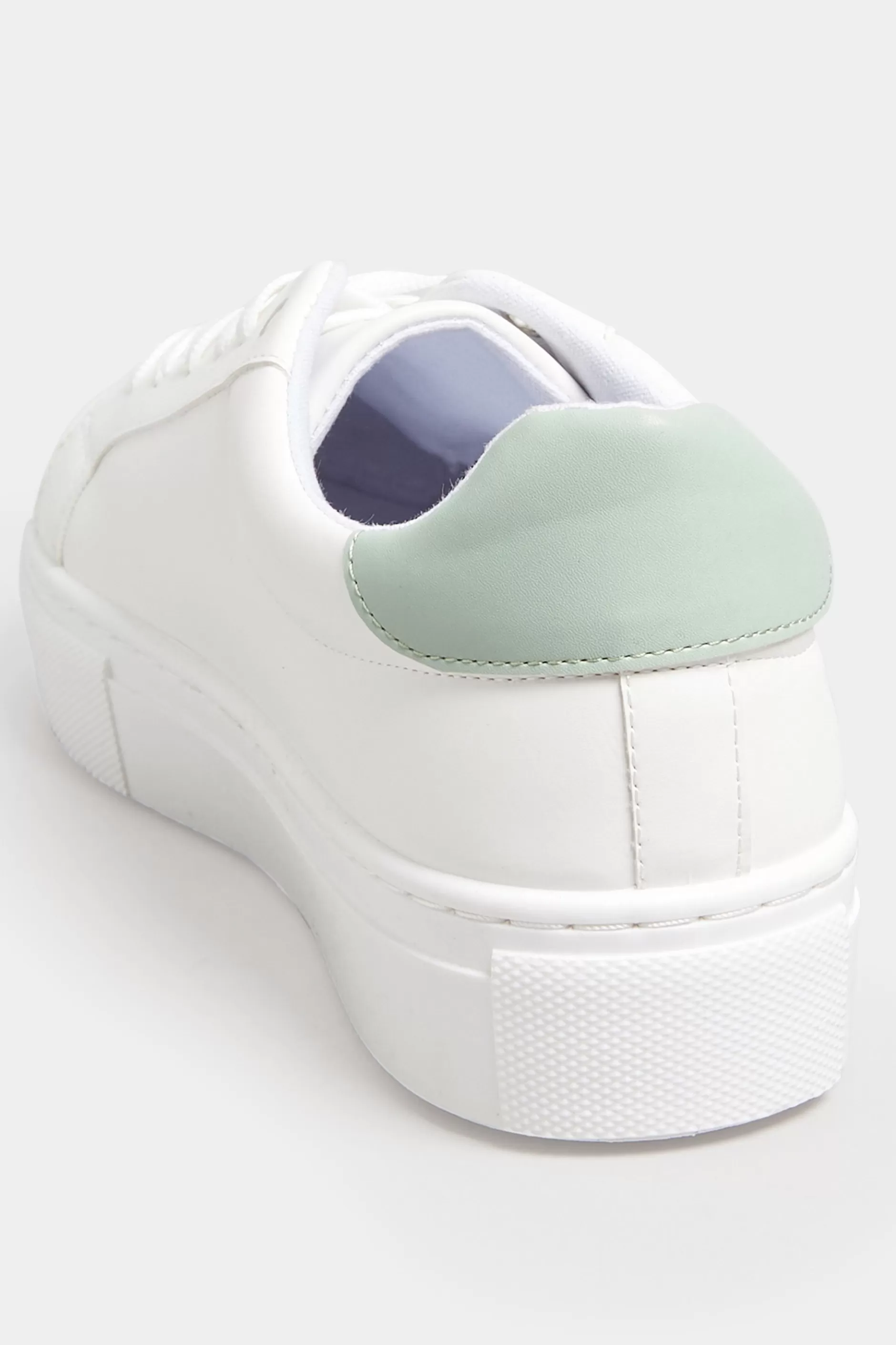 Women M&Co Trainers>Limited Collection Limited Collection White & Mint Green Stripe Trainers In Wide Eee Fit