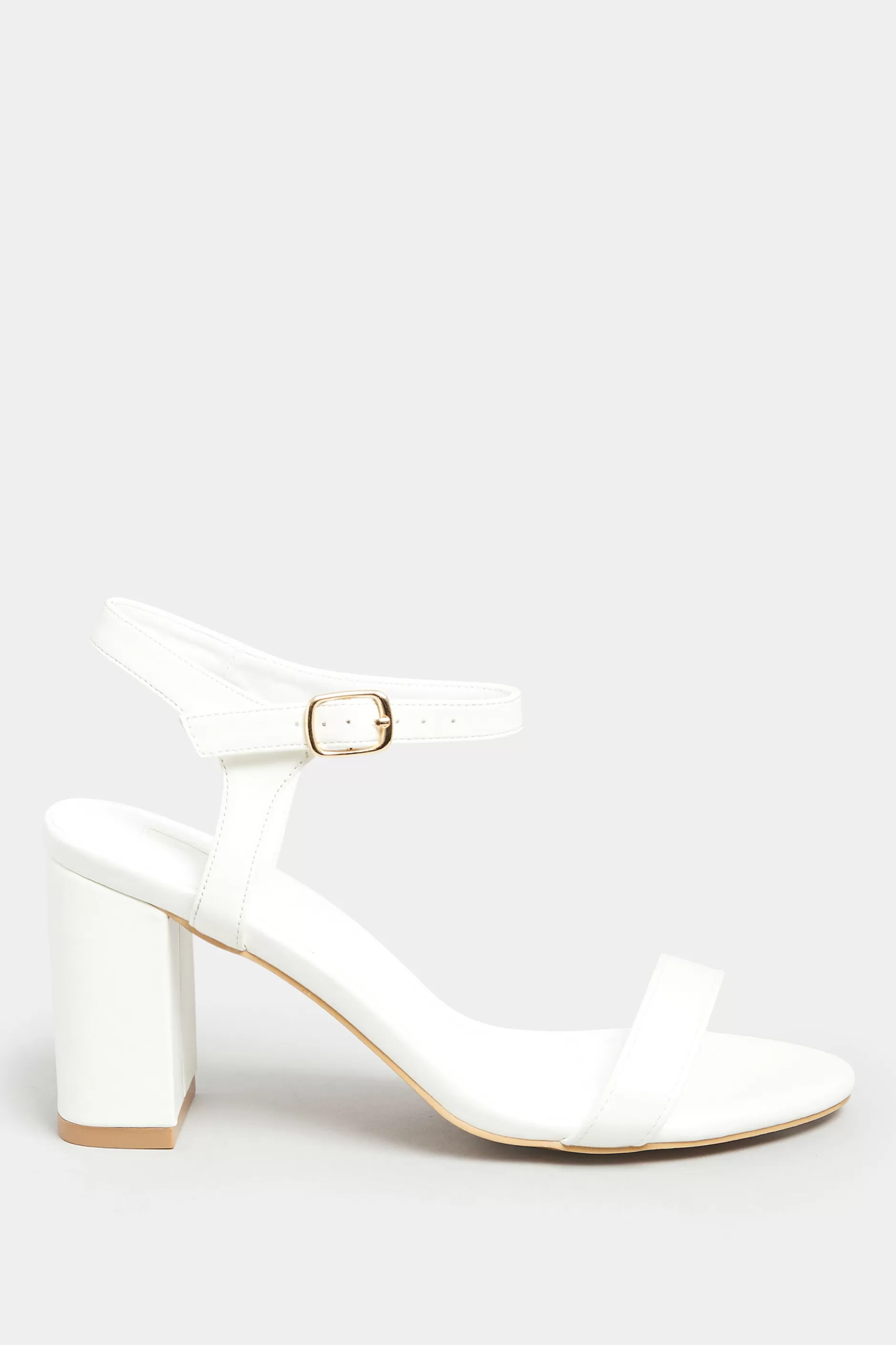 Women M&Co Heels>Limited Collection Limited Collection White Block Heel Sandal In Wide E Fit & Extra Wide Fit