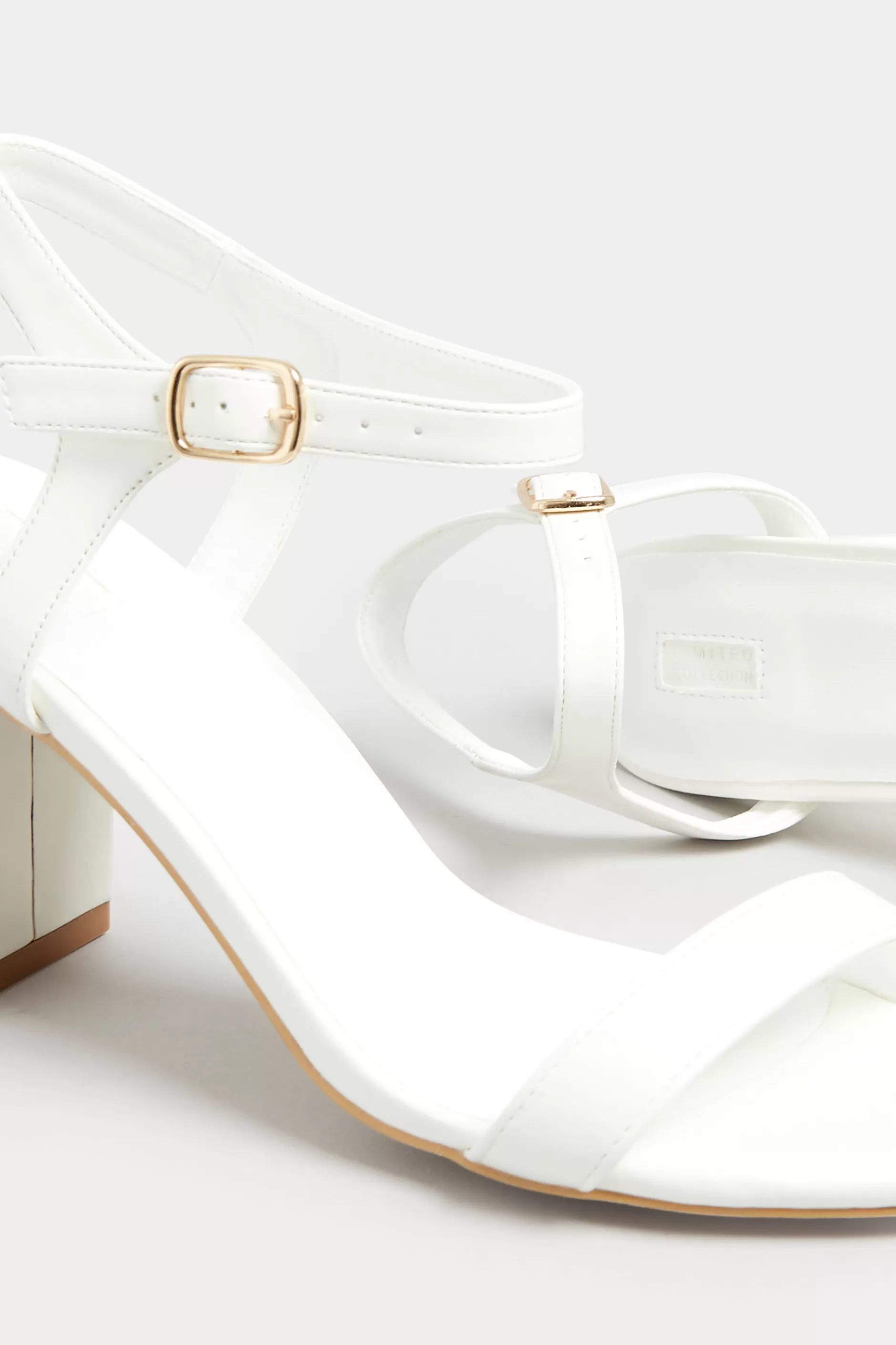 Women M&Co Heels>Limited Collection Limited Collection White Block Heel Sandal In Wide E Fit & Extra Wide Fit