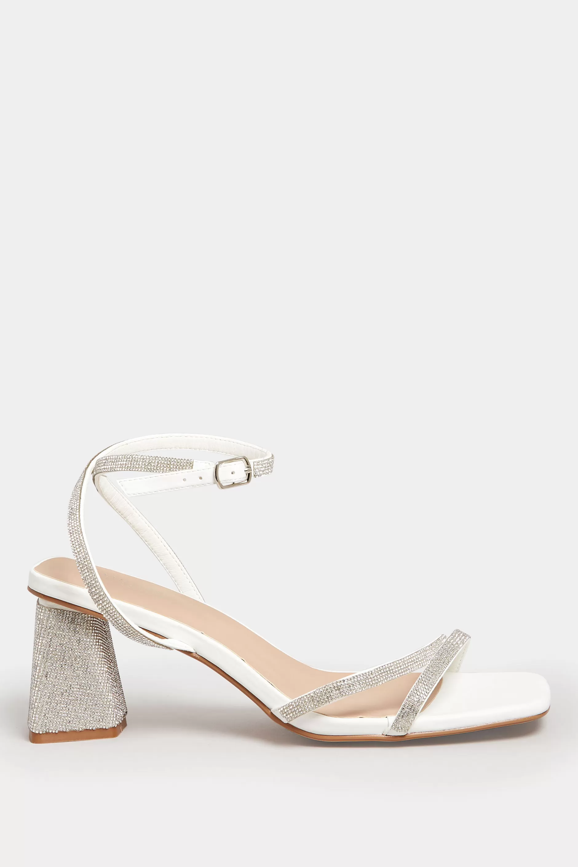 Women M&Co Heels>Limited Collection Limited Collection White Diamante Strappy Heel Sandals In Wide E Fit & Extra Wide Eee Fit