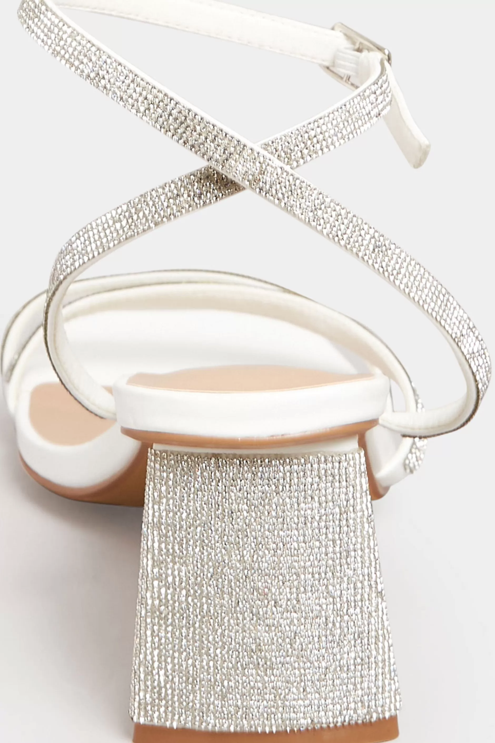 Women M&Co Heels>Limited Collection Limited Collection White Diamante Strappy Heel Sandals In Wide E Fit & Extra Wide Eee Fit