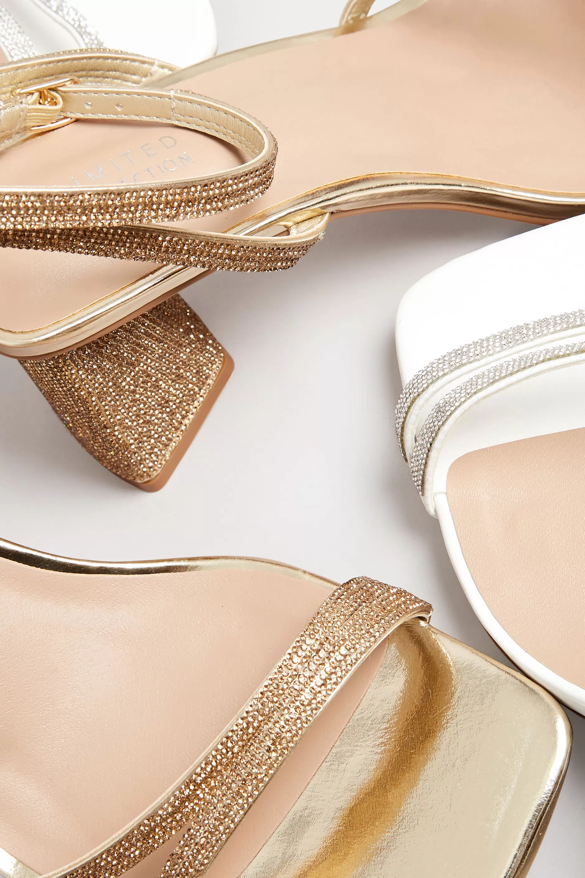 Women M&Co Heels>Limited Collection Limited Collection White Diamante Strappy Heel Sandals In Wide E Fit & Extra Wide Eee Fit