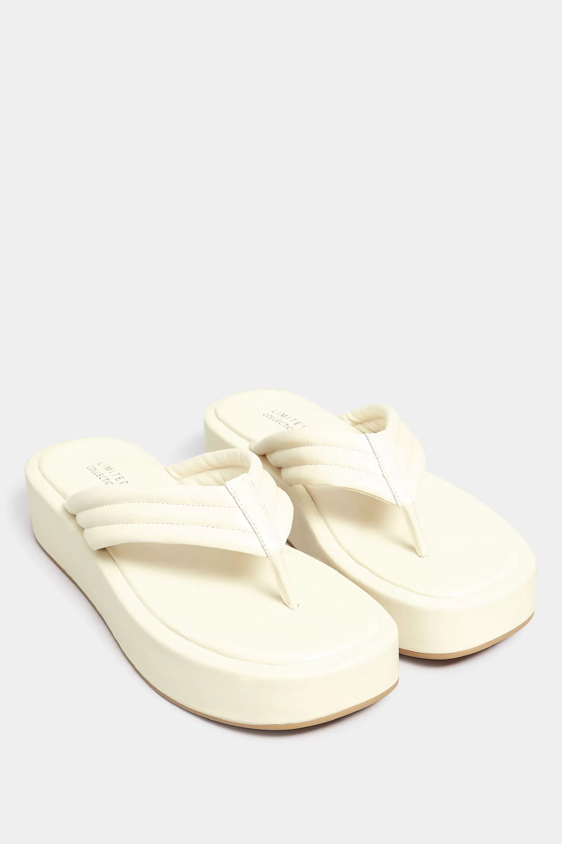 Women M&Co Flat Shoes>Limited Collection Limited Collection White Flatform Flip Flops In Wide E Fit