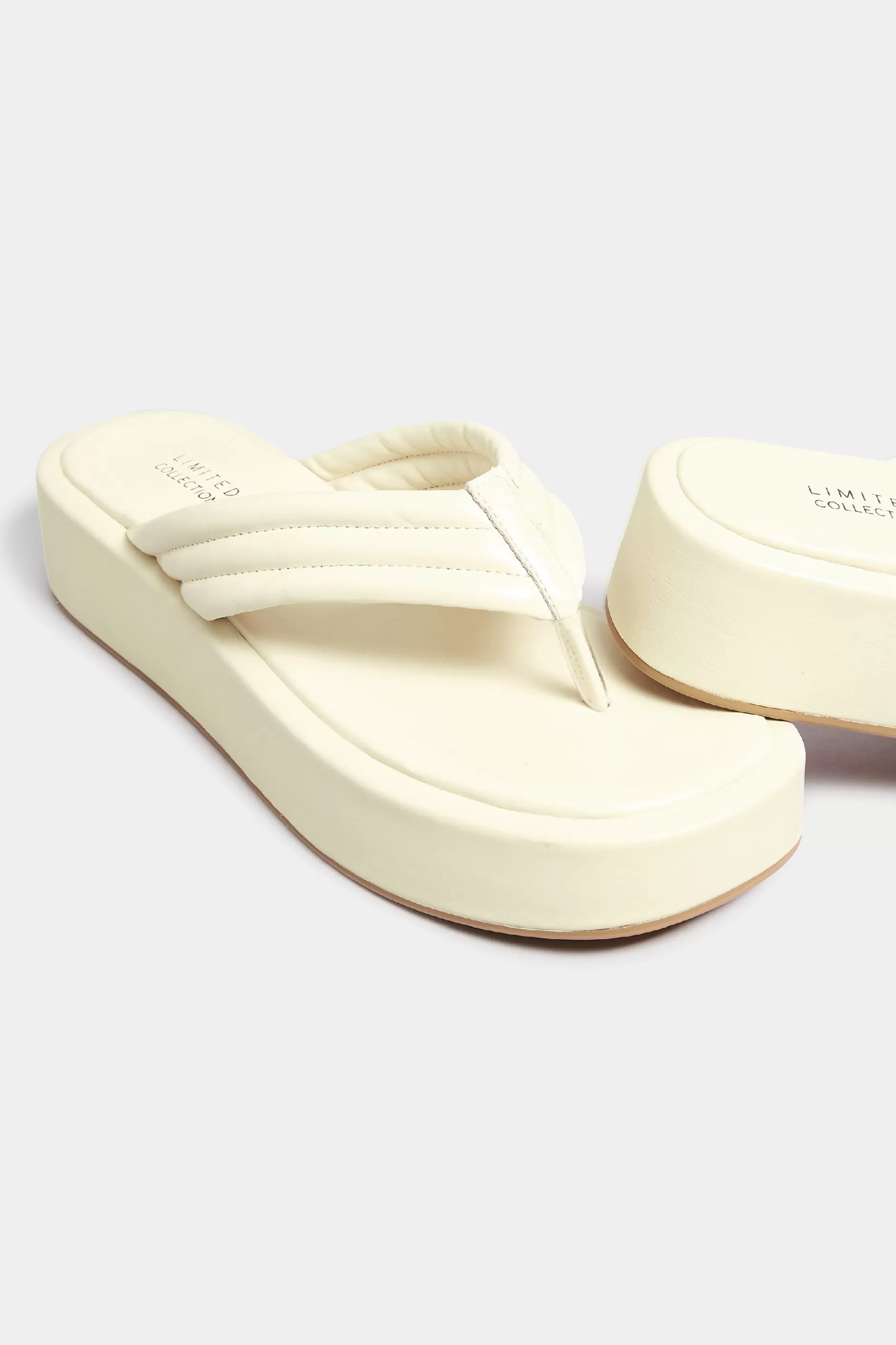 Women M&Co Flat Shoes>Limited Collection Limited Collection White Flatform Flip Flops In Wide E Fit