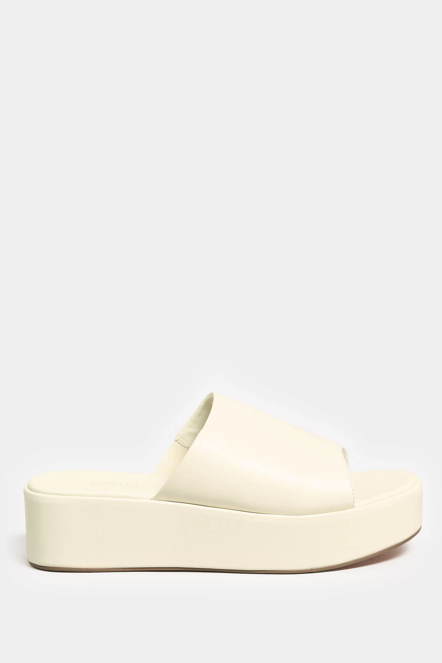 Women M&Co Mules & Sliders>Limited Collection Limited Collection White Platform Mule Sandals In E Wide Fit & Eee Extra Wide Fit