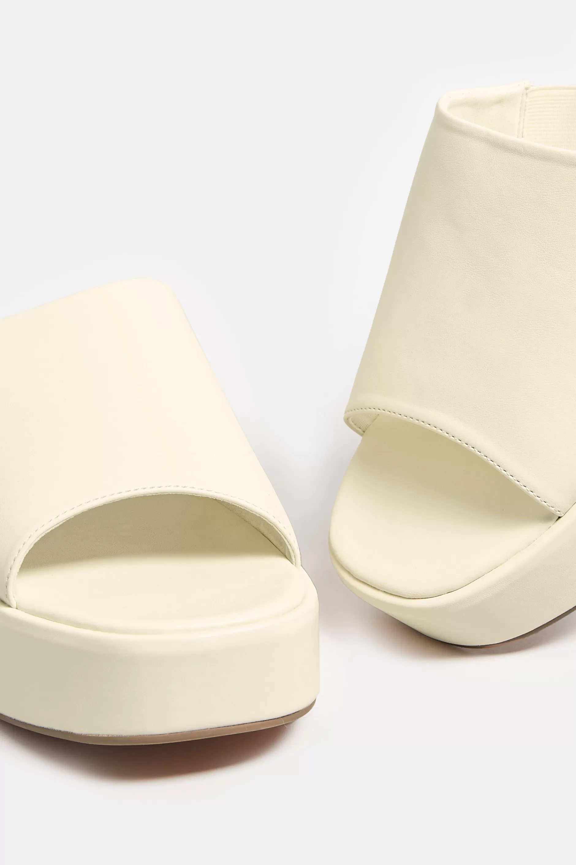 Women M&Co Mules & Sliders>Limited Collection Limited Collection White Platform Mule Sandals In E Wide Fit & Eee Extra Wide Fit