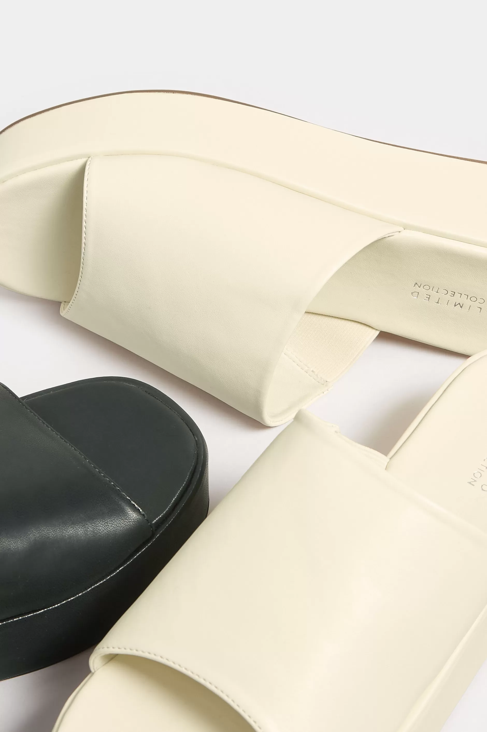 Women M&Co Mules & Sliders>Limited Collection Limited Collection White Platform Mule Sandals In E Wide Fit & Eee Extra Wide Fit