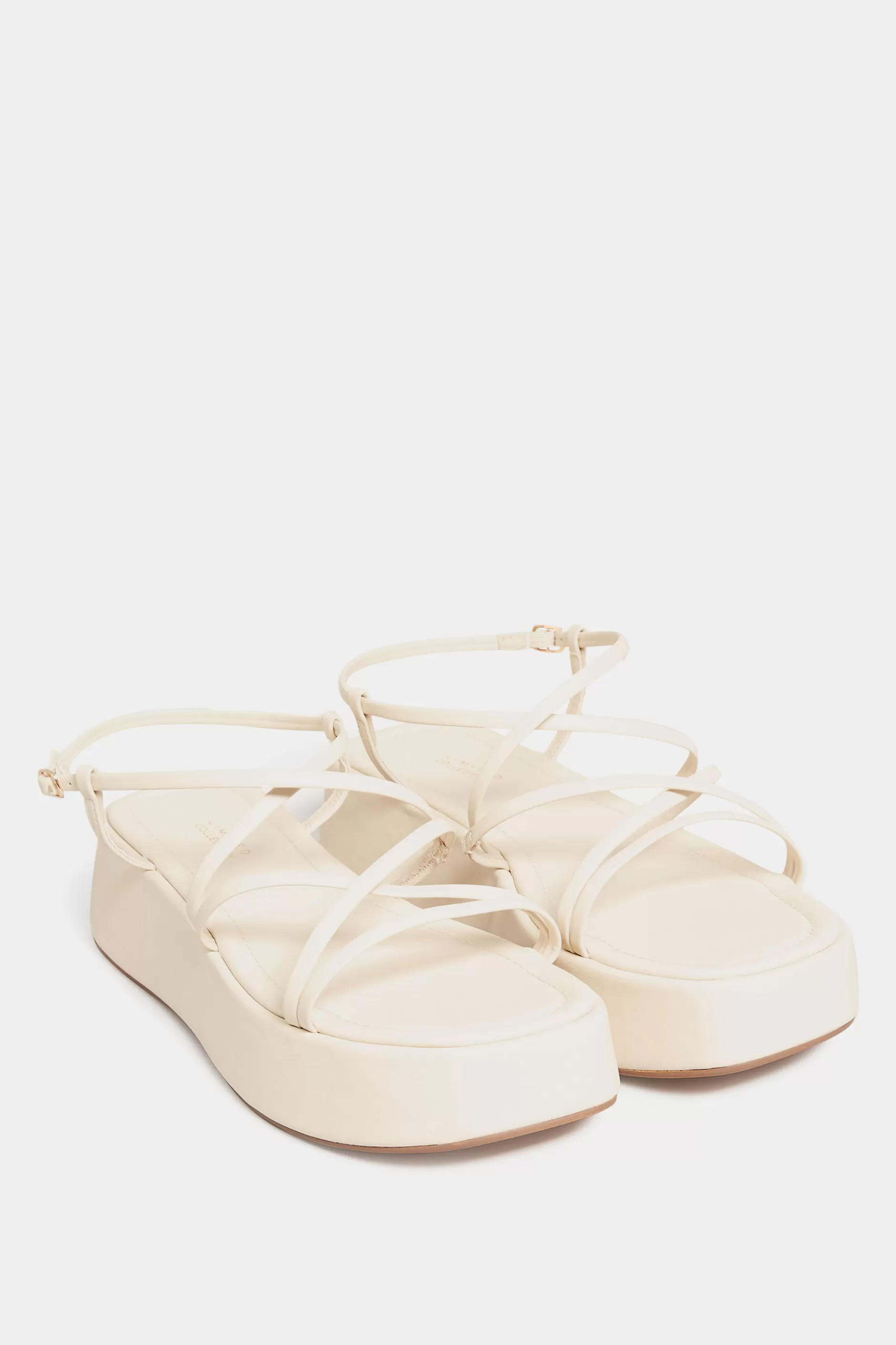 Women M&Co Flat Shoes>Limited Collection Limited Collection White Strappy Flatform Sandals In Extra Wide Eee Fit