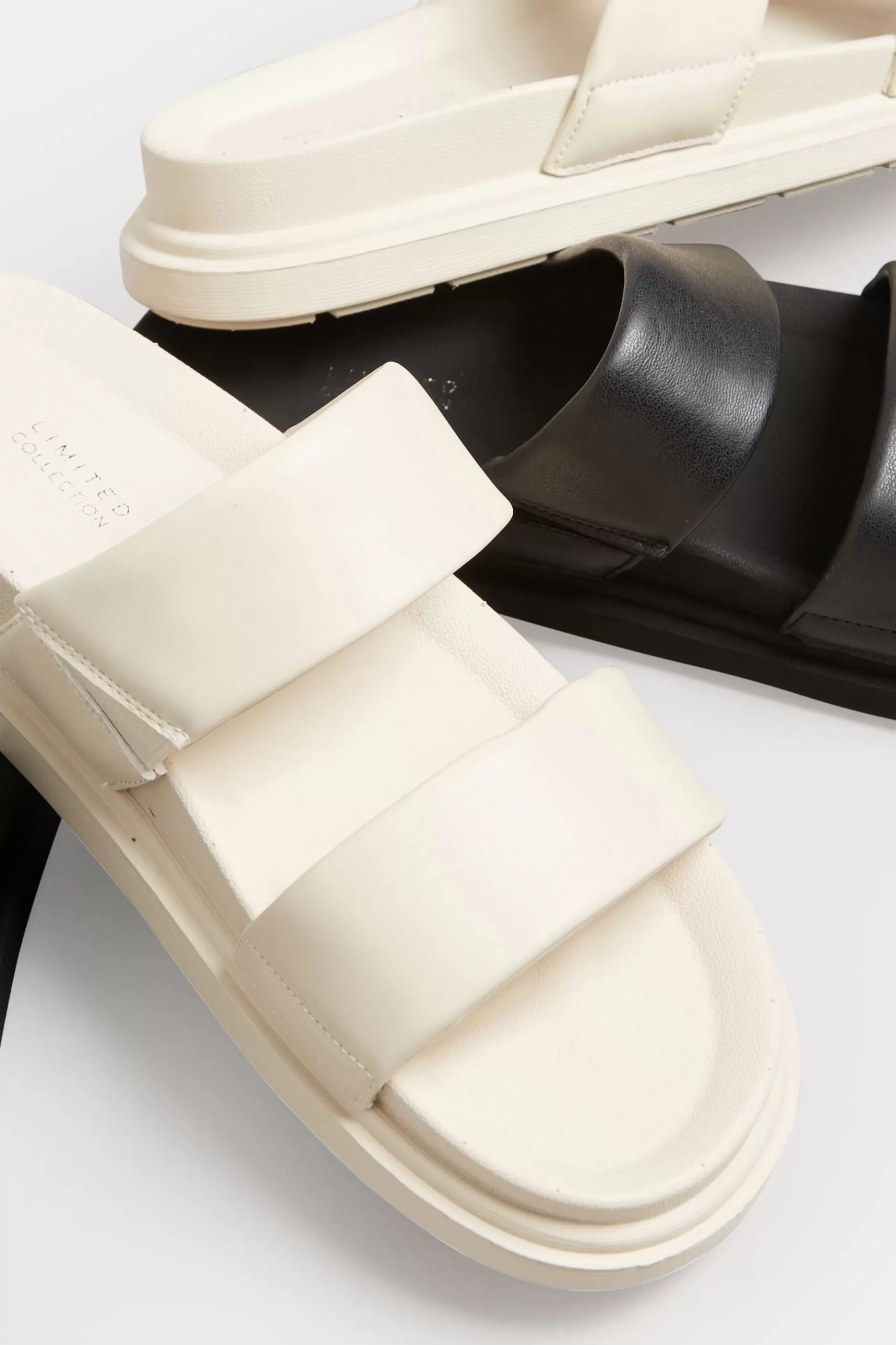 Women M&Co Sandals>Limited Collection Limited Collection White Two Strap Sandals In Extra Wide Eee Fit