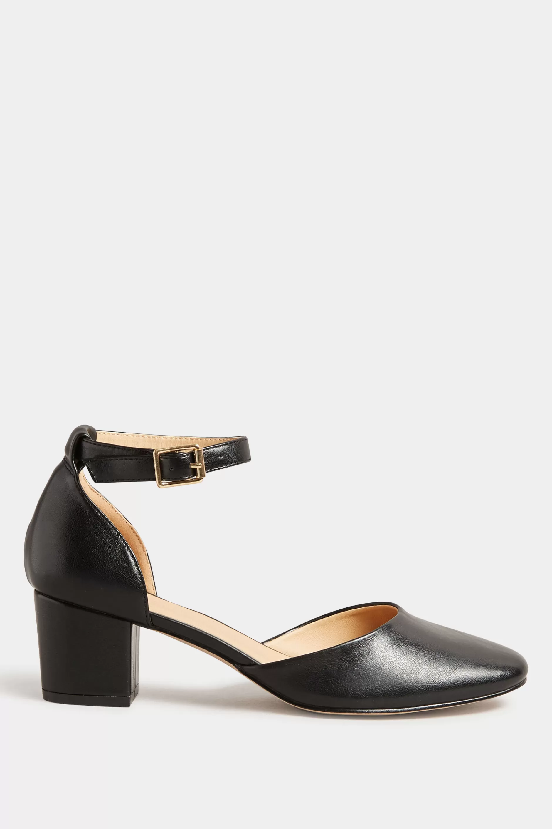 Women M&Co Heels>Lts Lts Black Two Part Block Heel Court Shoes In Standard Fit