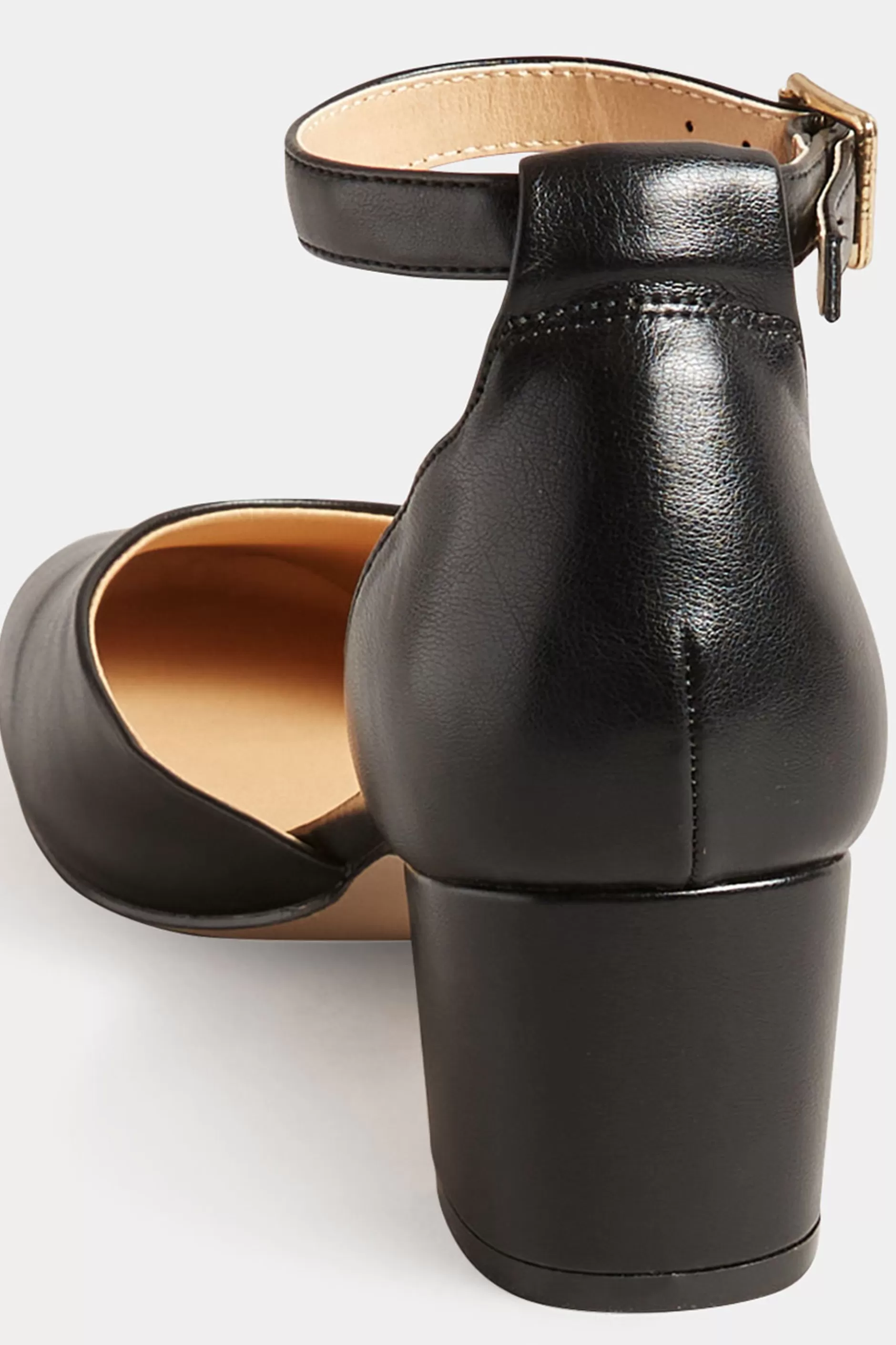 Women M&Co Heels>Lts Lts Black Two Part Block Heel Court Shoes In Standard Fit