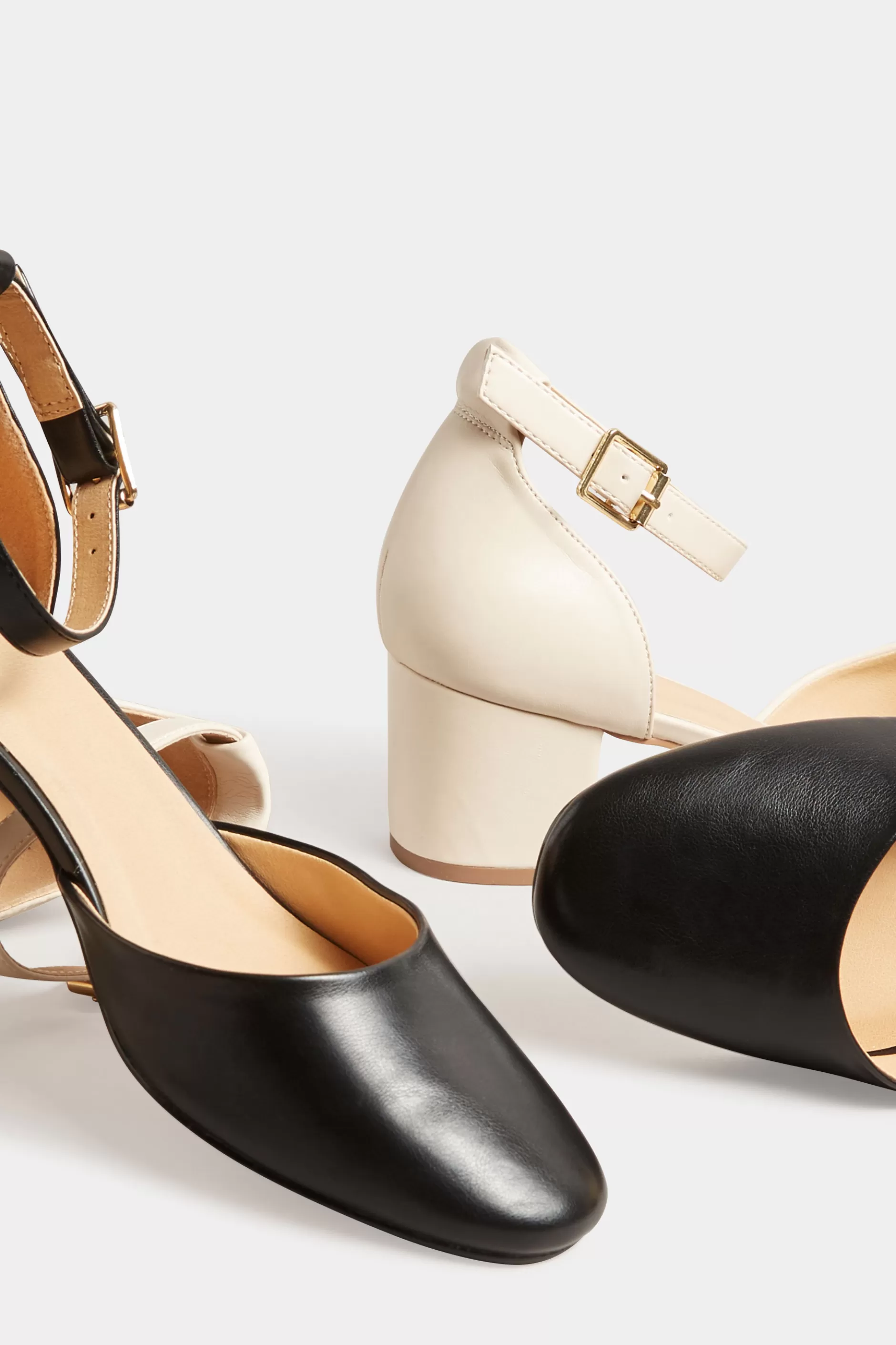 Women M&Co Heels>Lts Lts Black Two Part Block Heel Court Shoes In Standard Fit