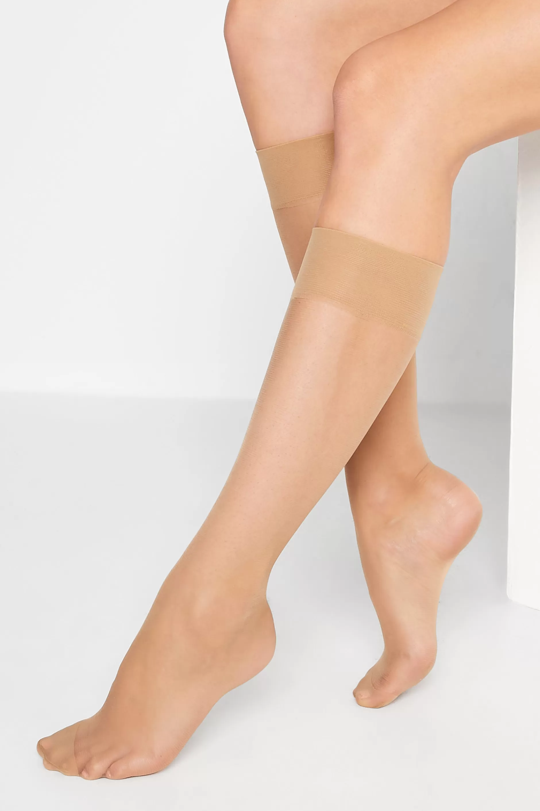 Women M&Co Tights>Lts Lts Tall Nude 3 Pack Knee High 15 Denier Tights