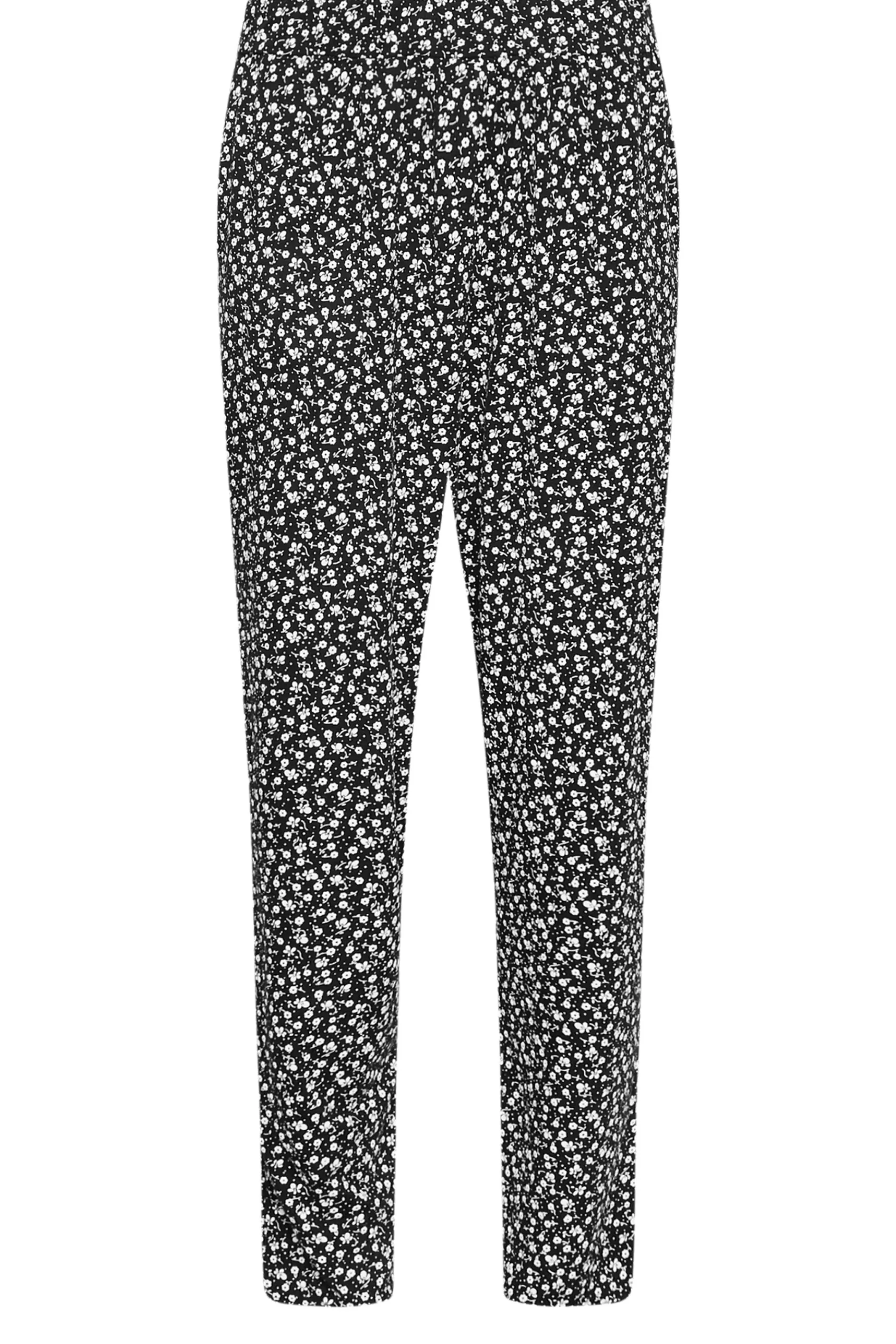 Women M&Co Trousers> Petites Petite Black Ditsy Floral Print Harem Trousers